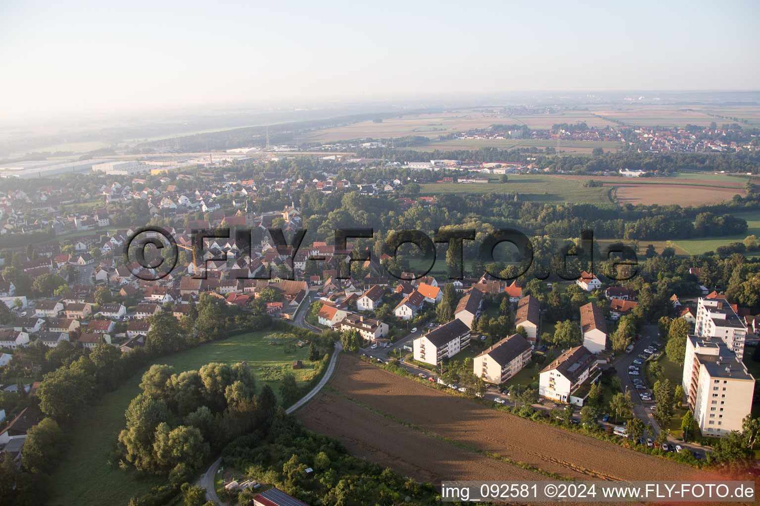 Aerial photograpy of Frauenaurach in the state Bavaria, Germany