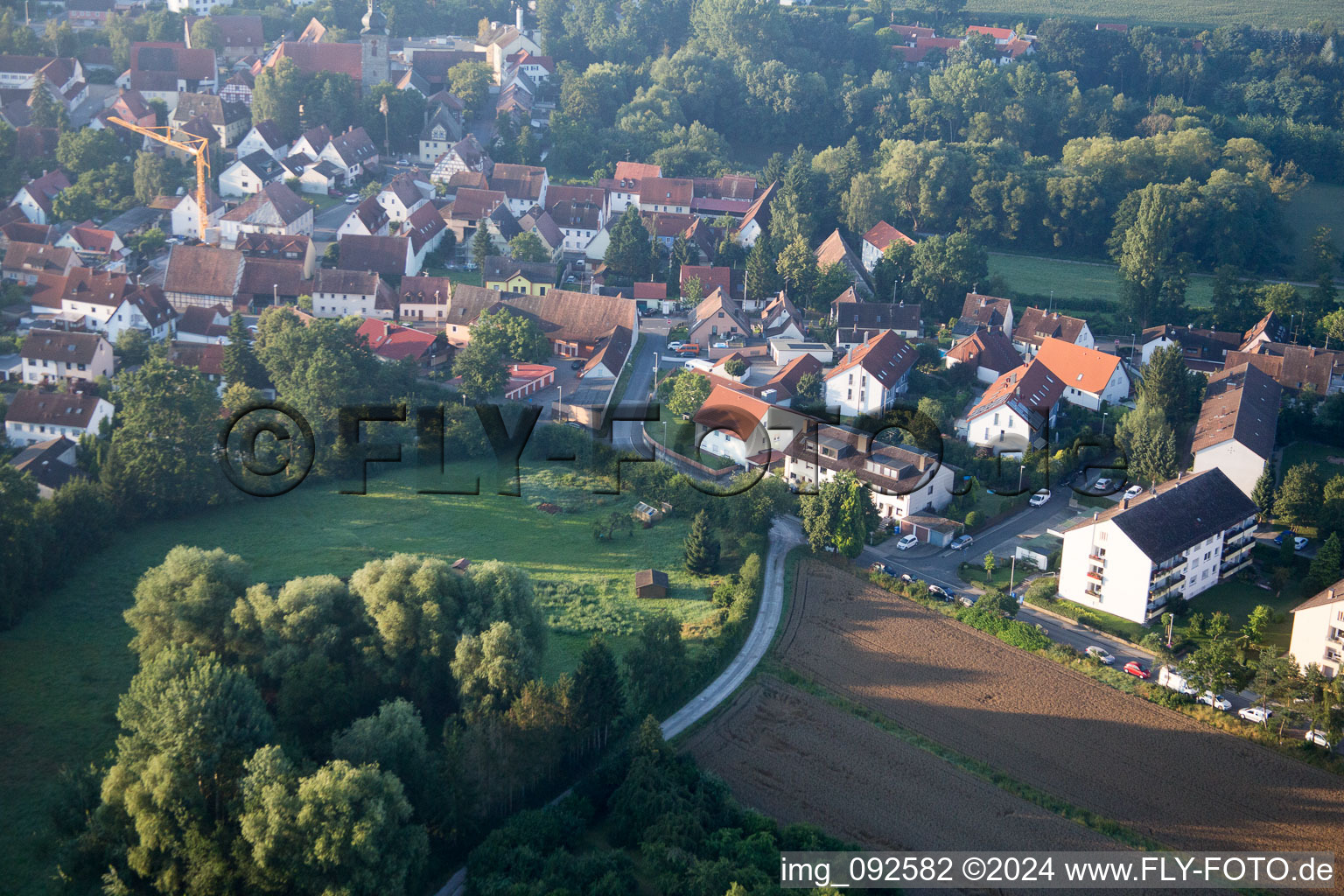 Oblique view of Frauenaurach in the state Bavaria, Germany