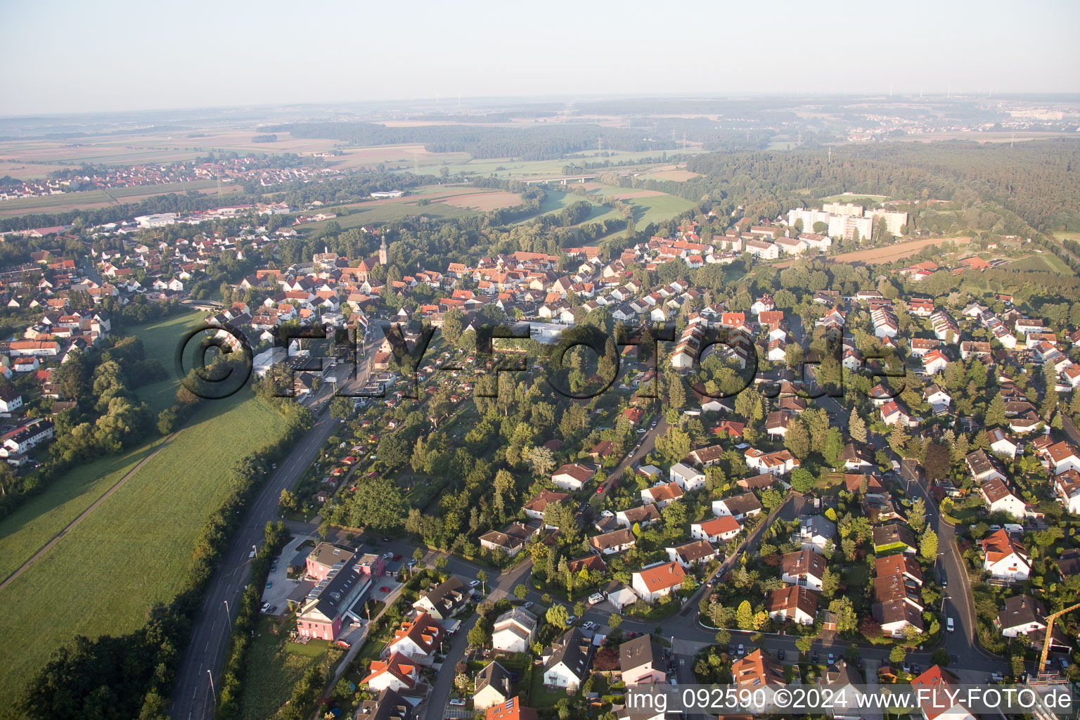 Frauenaurach in the state Bavaria, Germany seen from above