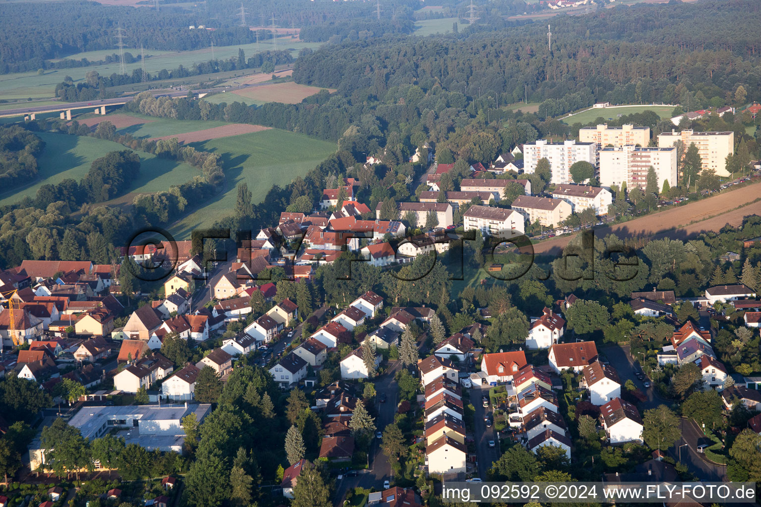 Frauenaurach in the state Bavaria, Germany from the plane