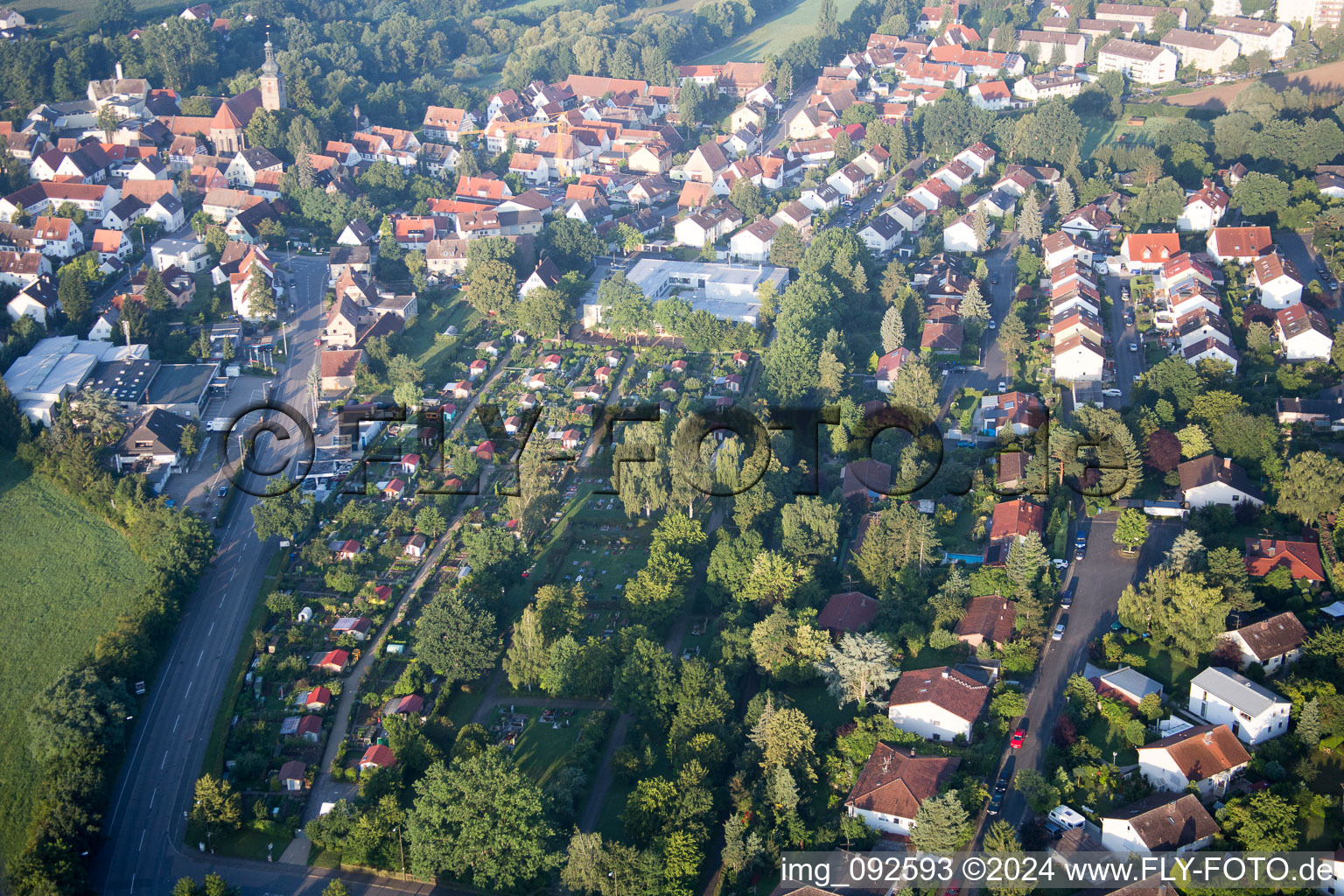 Bird's eye view of Frauenaurach in the state Bavaria, Germany