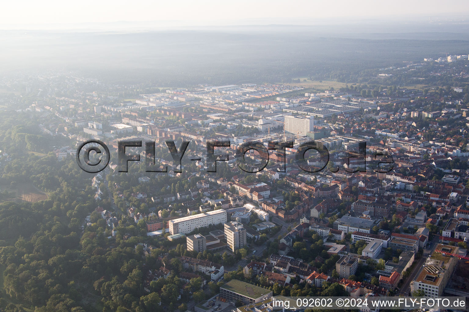 Aerial photograpy of Old Town in Erlangen in the state Bavaria, Germany