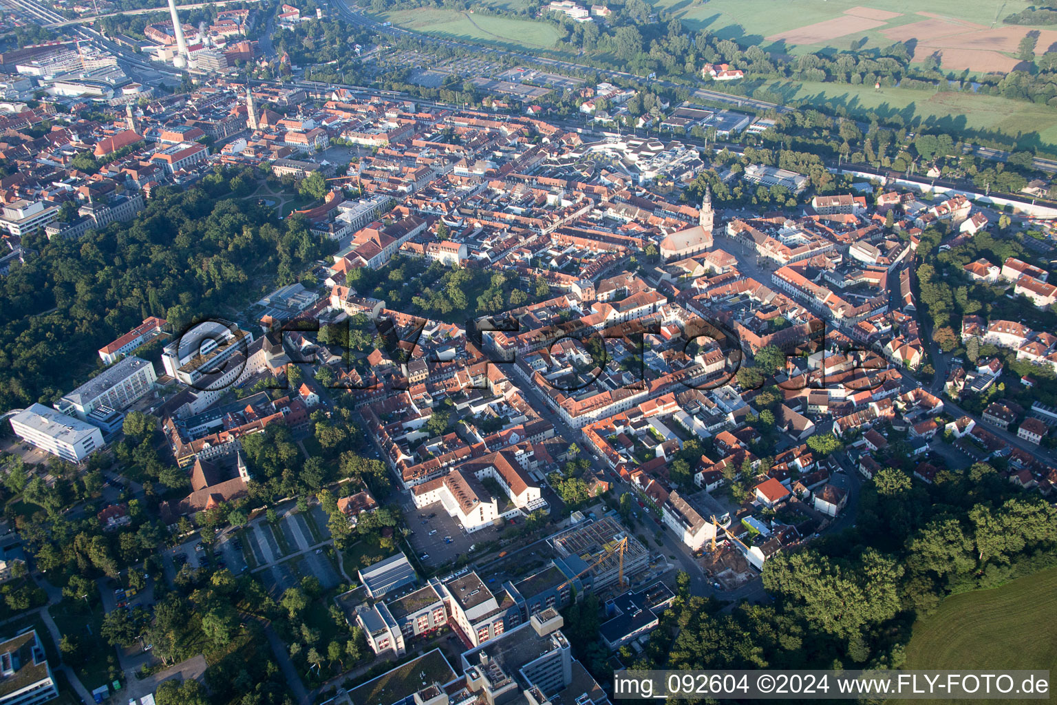 Old Town in Erlangen in the state Bavaria, Germany from above