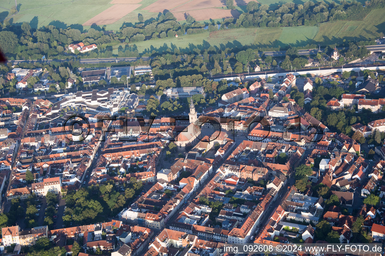 Aerial view of Erlangen in the state Bavaria, Germany