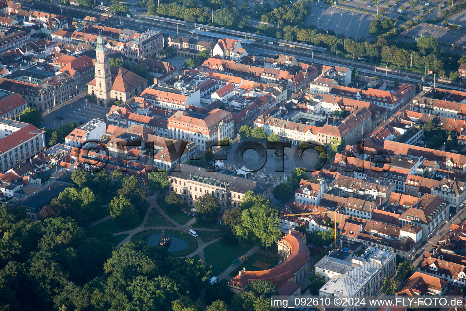 Church building in of Hugenottenkirche Old Town- center of downtown in Erlangen in the state Bavaria