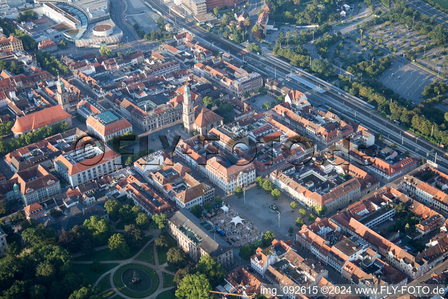 Market and castle place downtown in Erlangen in the state Bavaria