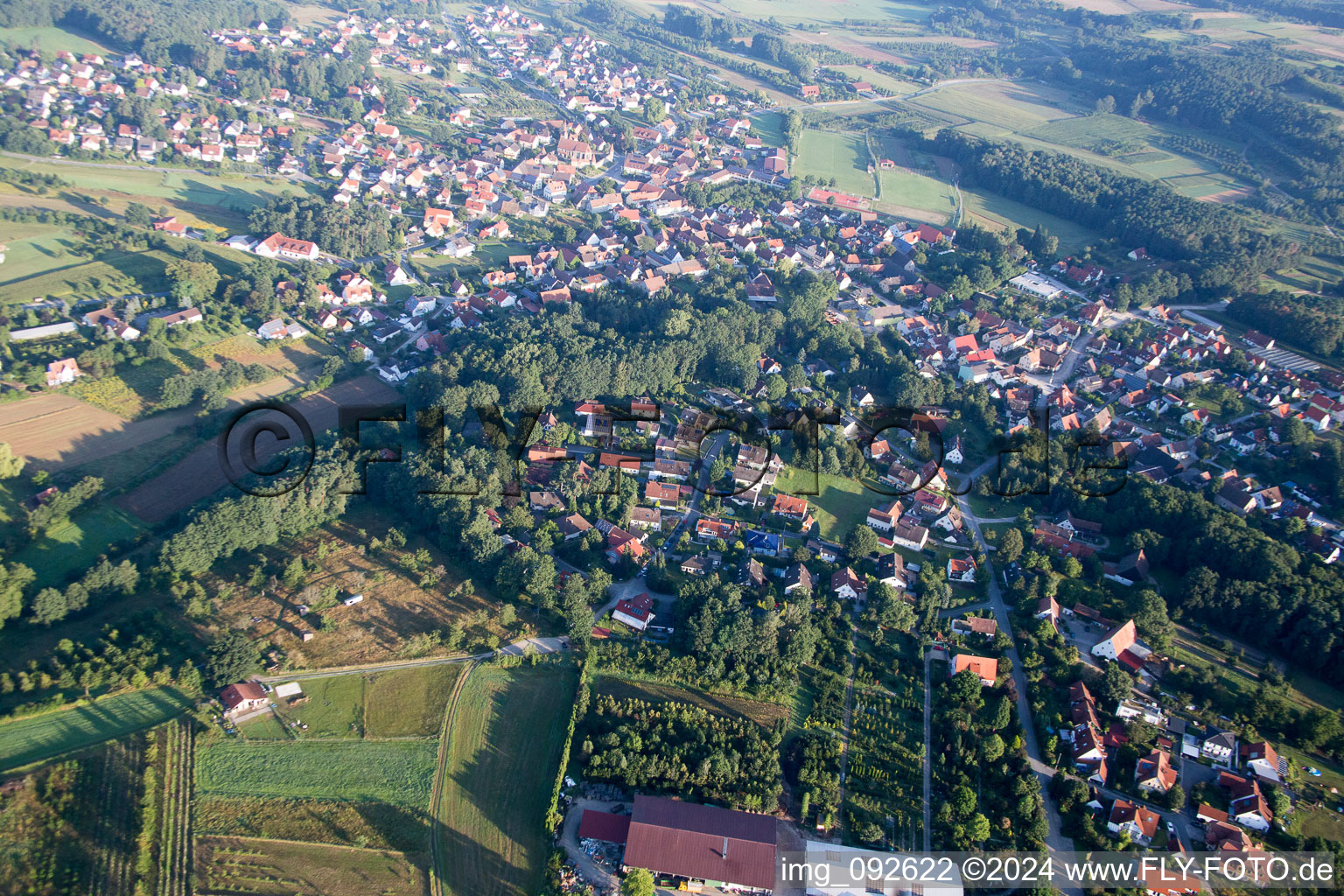 Aerial view of Effeltrich in the state Bavaria, Germany