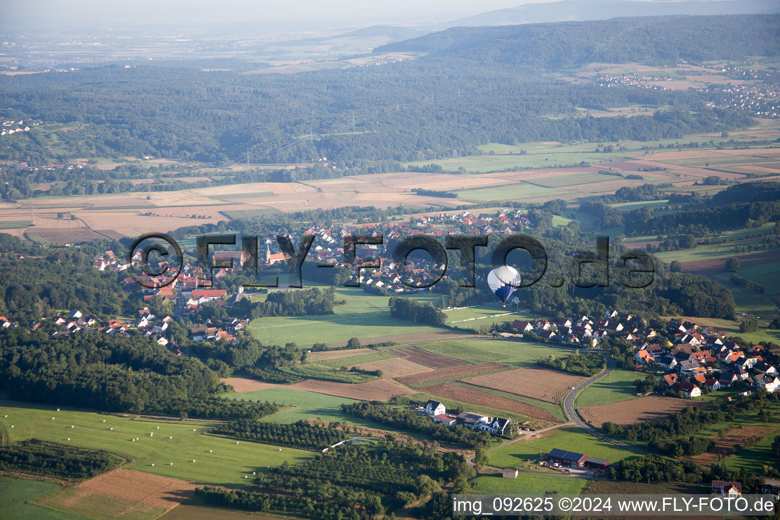 Balloon launch in the district Dietzhof in Leutenbach in the state Bavaria, Germany