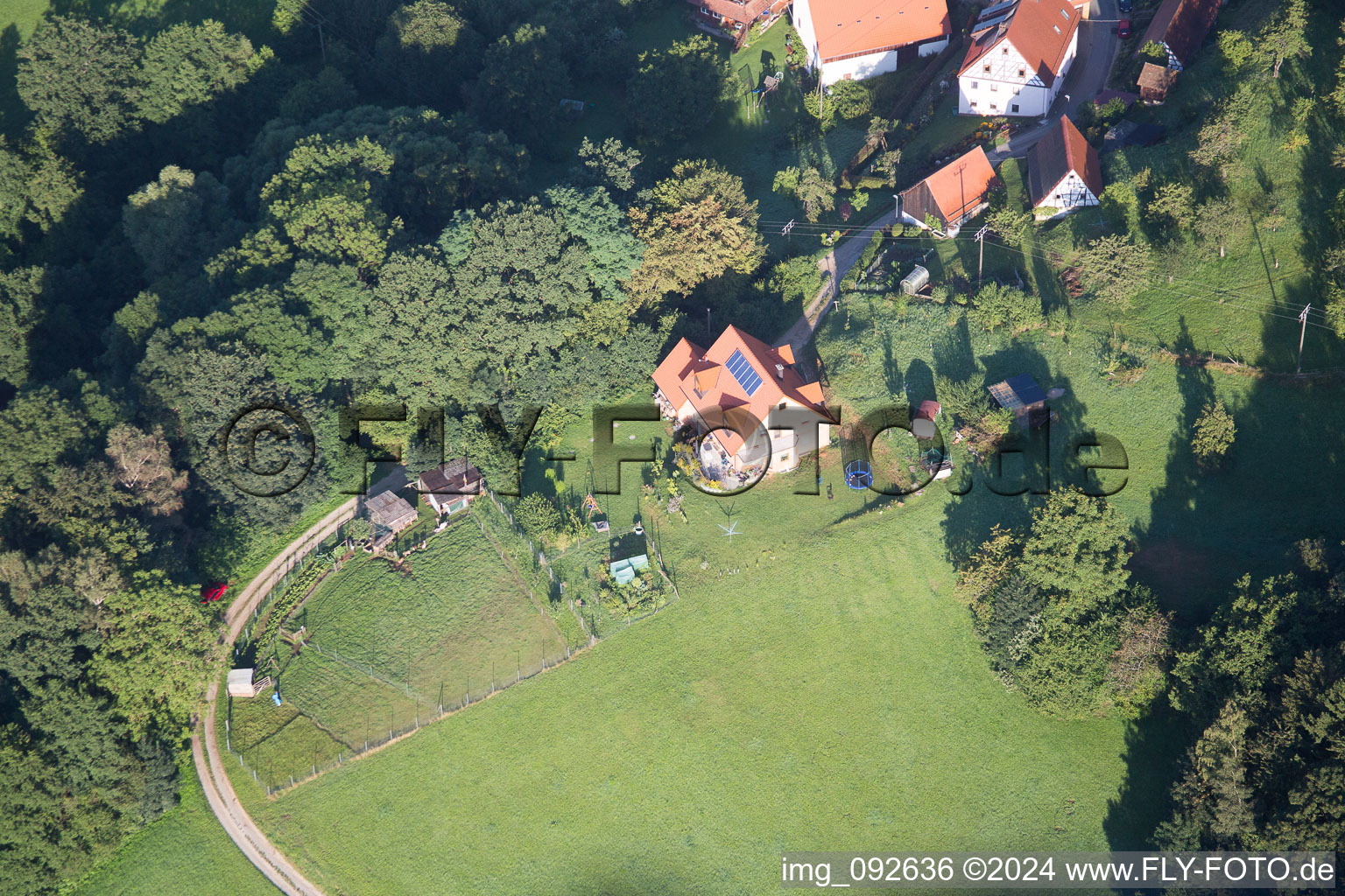 Aerial view of Schlichenreuth in the state Bavaria, Germany