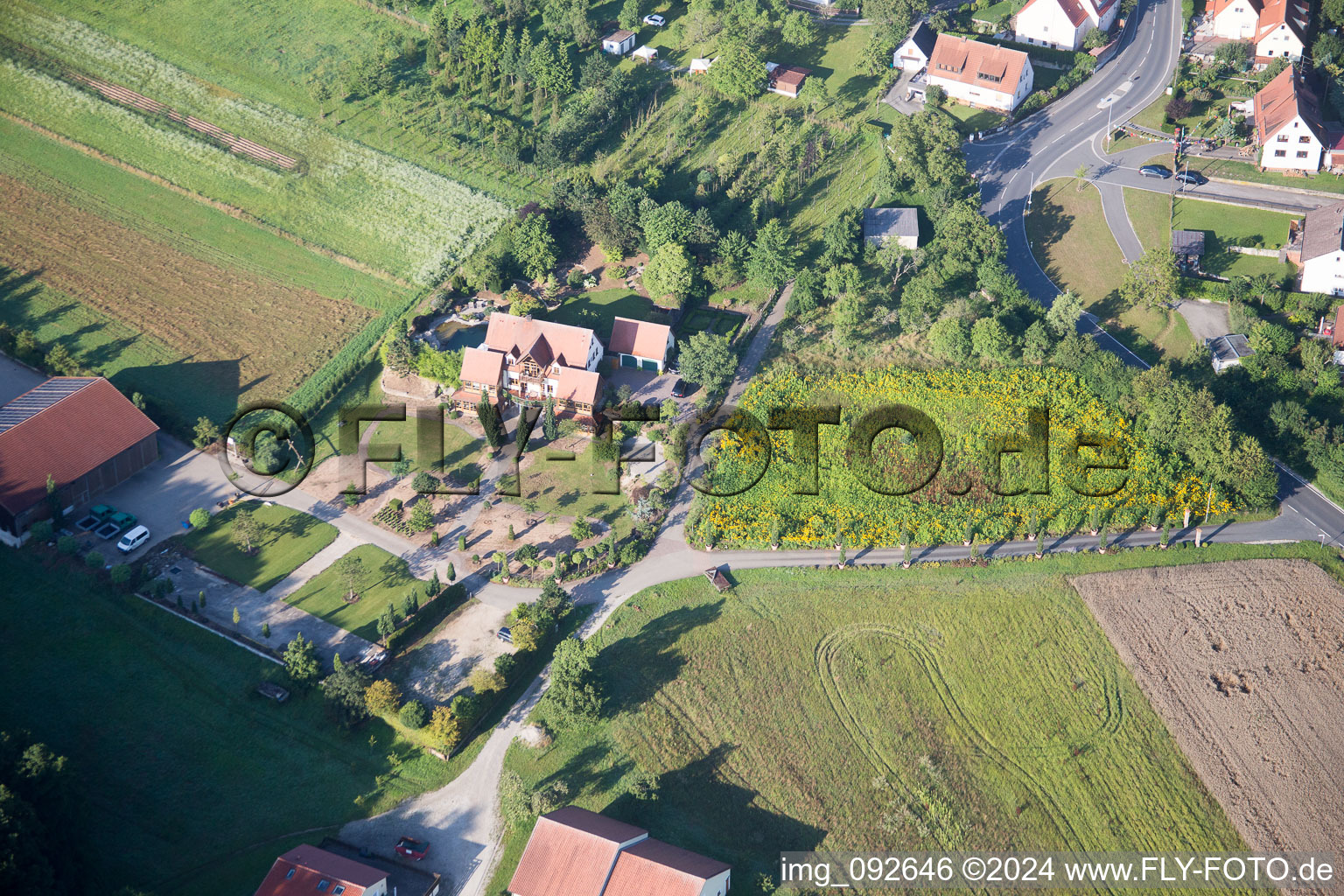 Aerial view of Adlitz in the state Bavaria, Germany