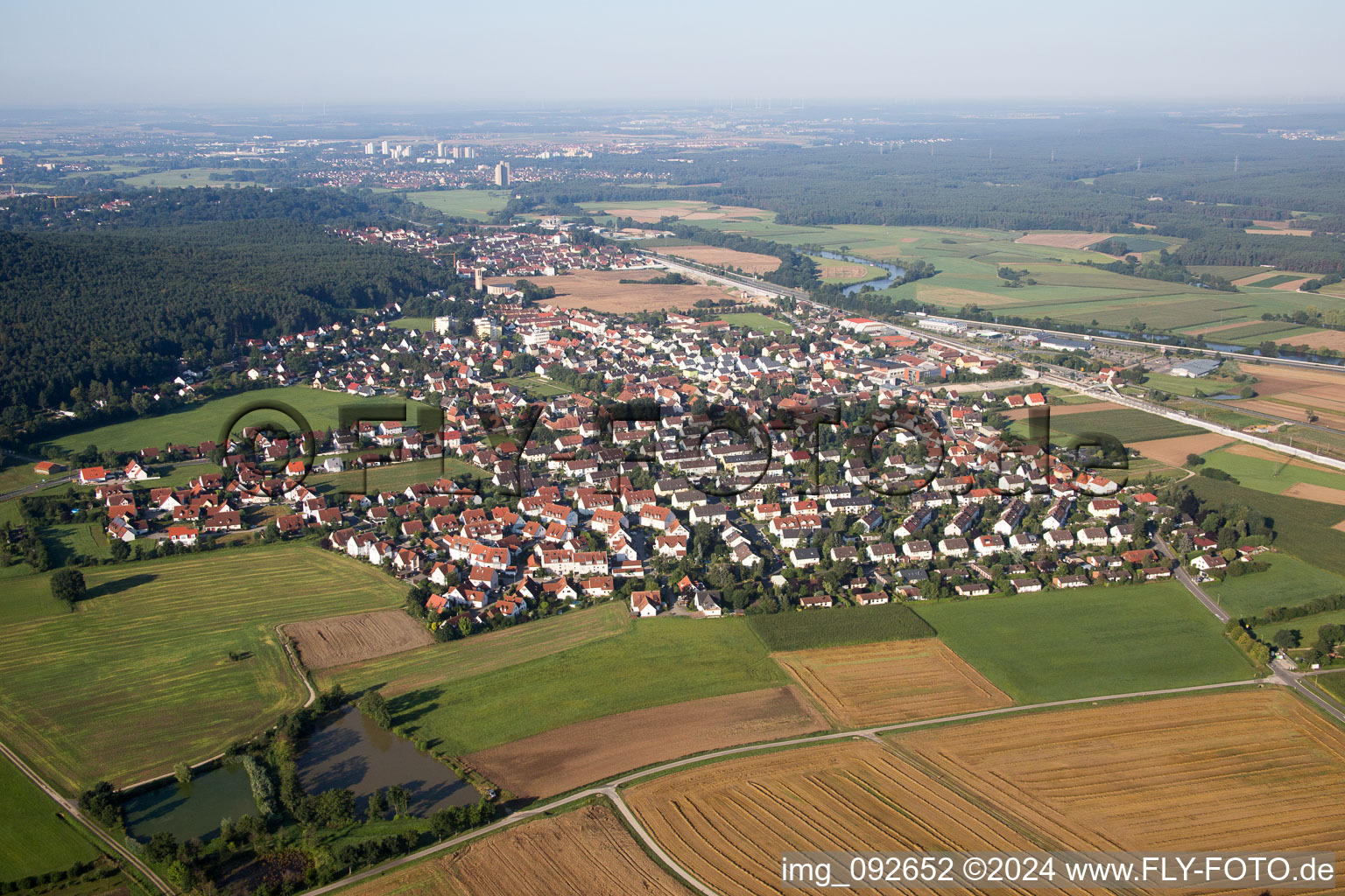 Aerial photograpy of Bubenreuth in the state Bavaria, Germany