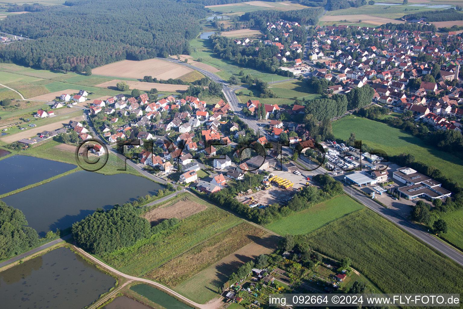 Aerial view of Village view in the district Dechsendorf in Erlangen in the state Bavaria