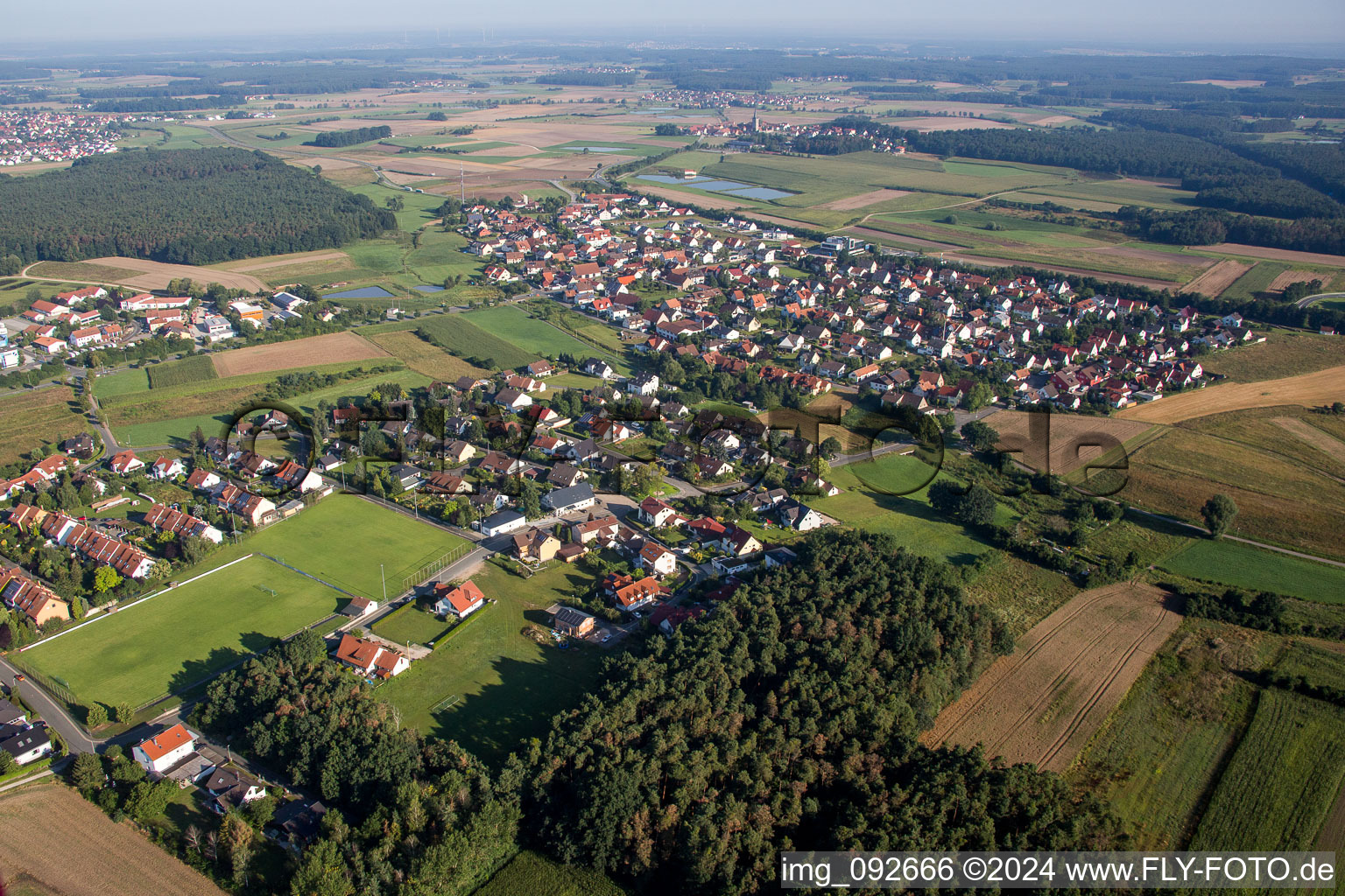 Agricultural fields and farmland in Heßdorf in the state Bavaria, Germany