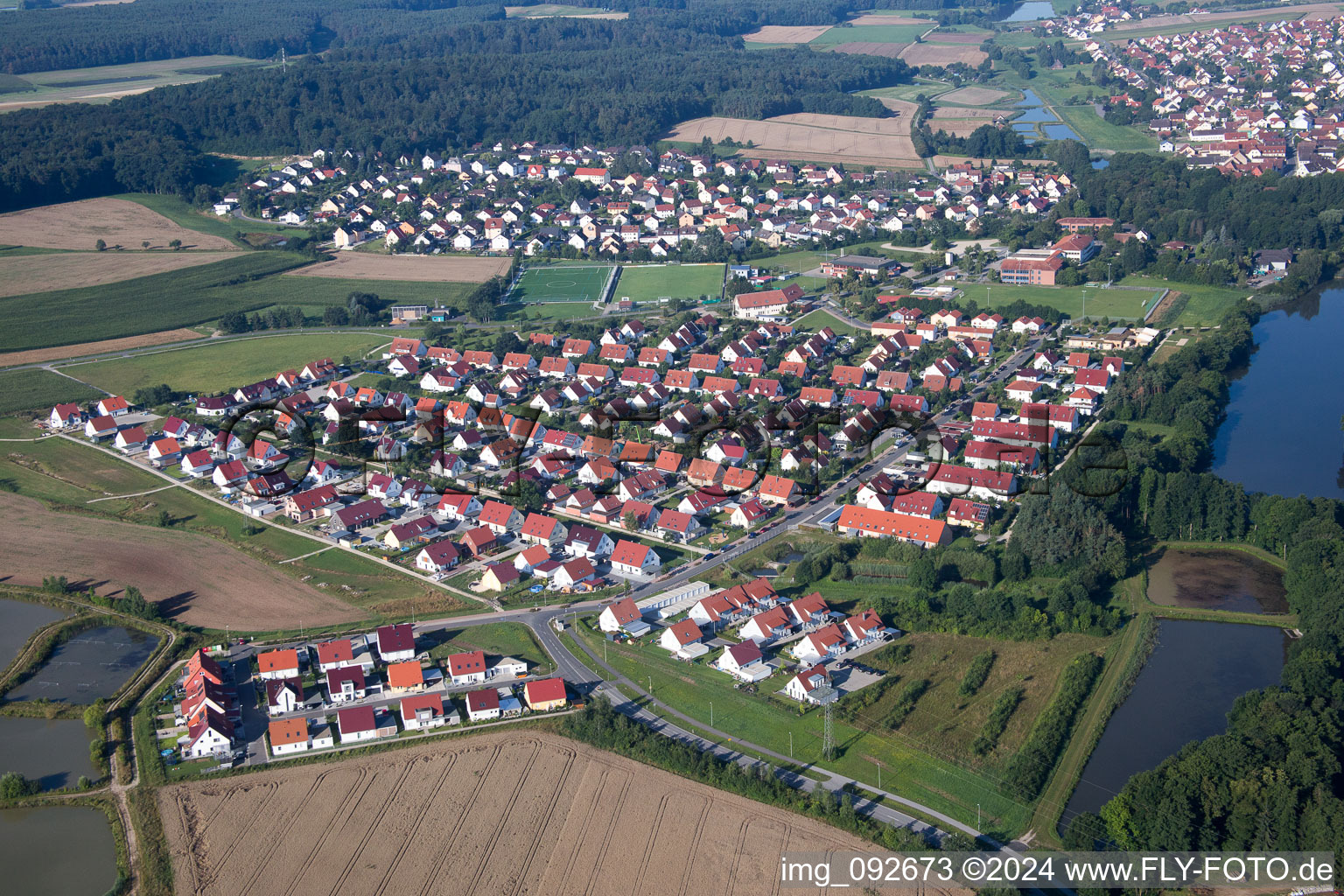 Aerial view of Weisendorf in the state Bavaria, Germany