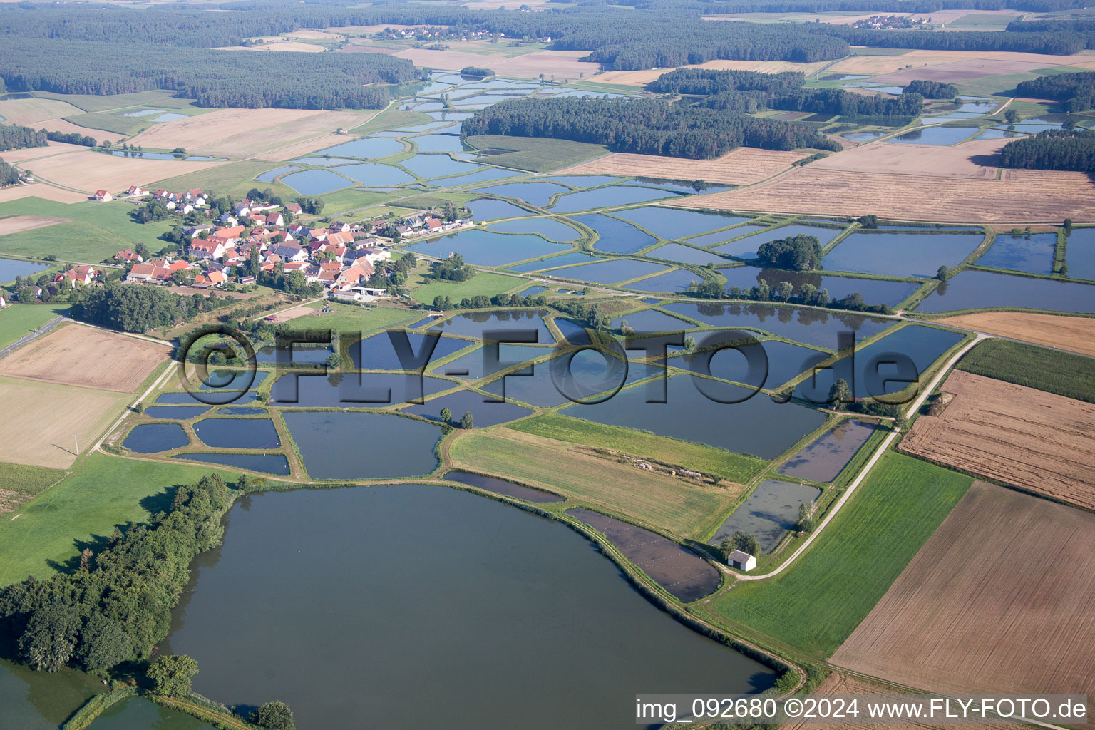 Weisendorf in the state Bavaria, Germany seen from above