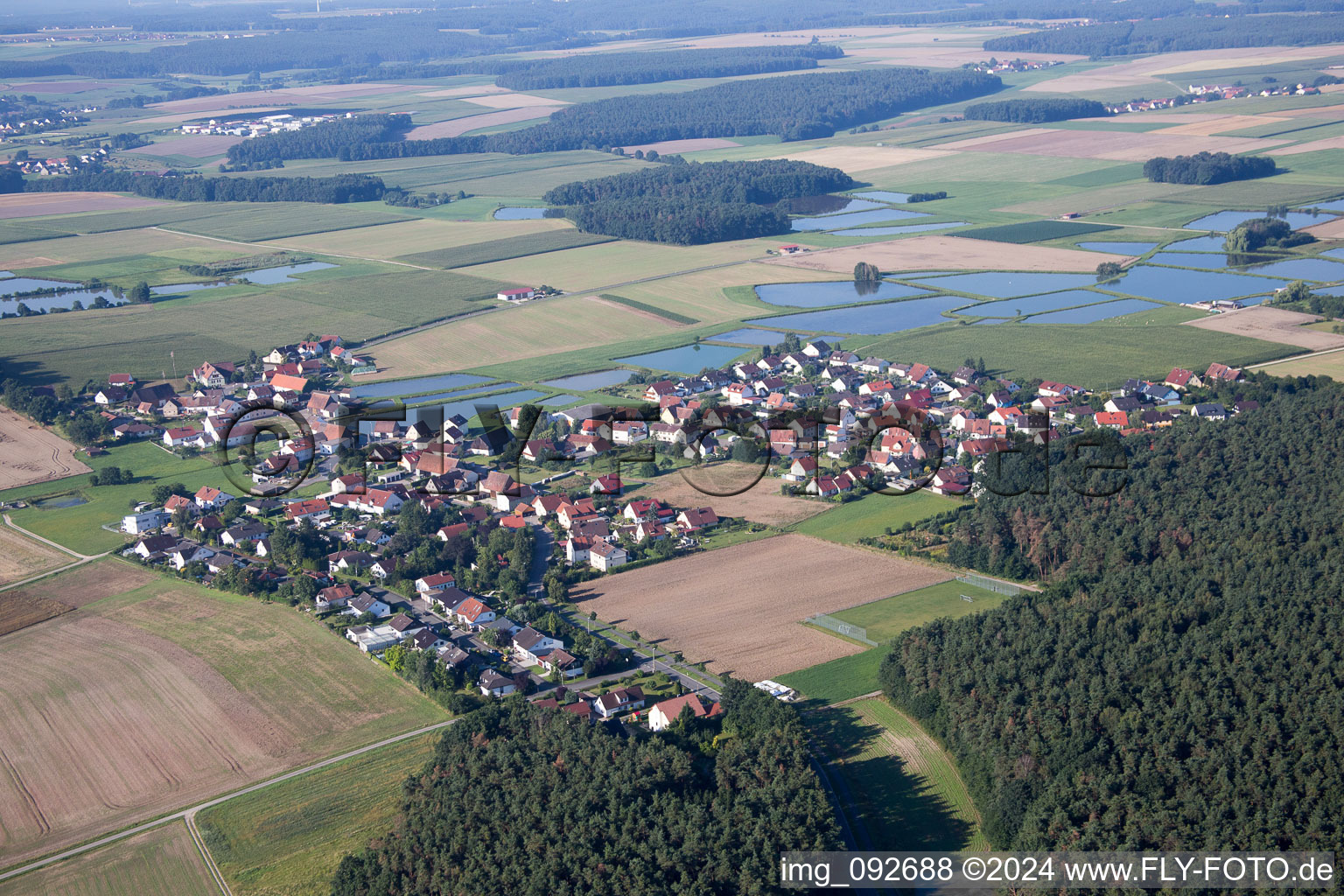 Drone recording of Weisendorf in the state Bavaria, Germany