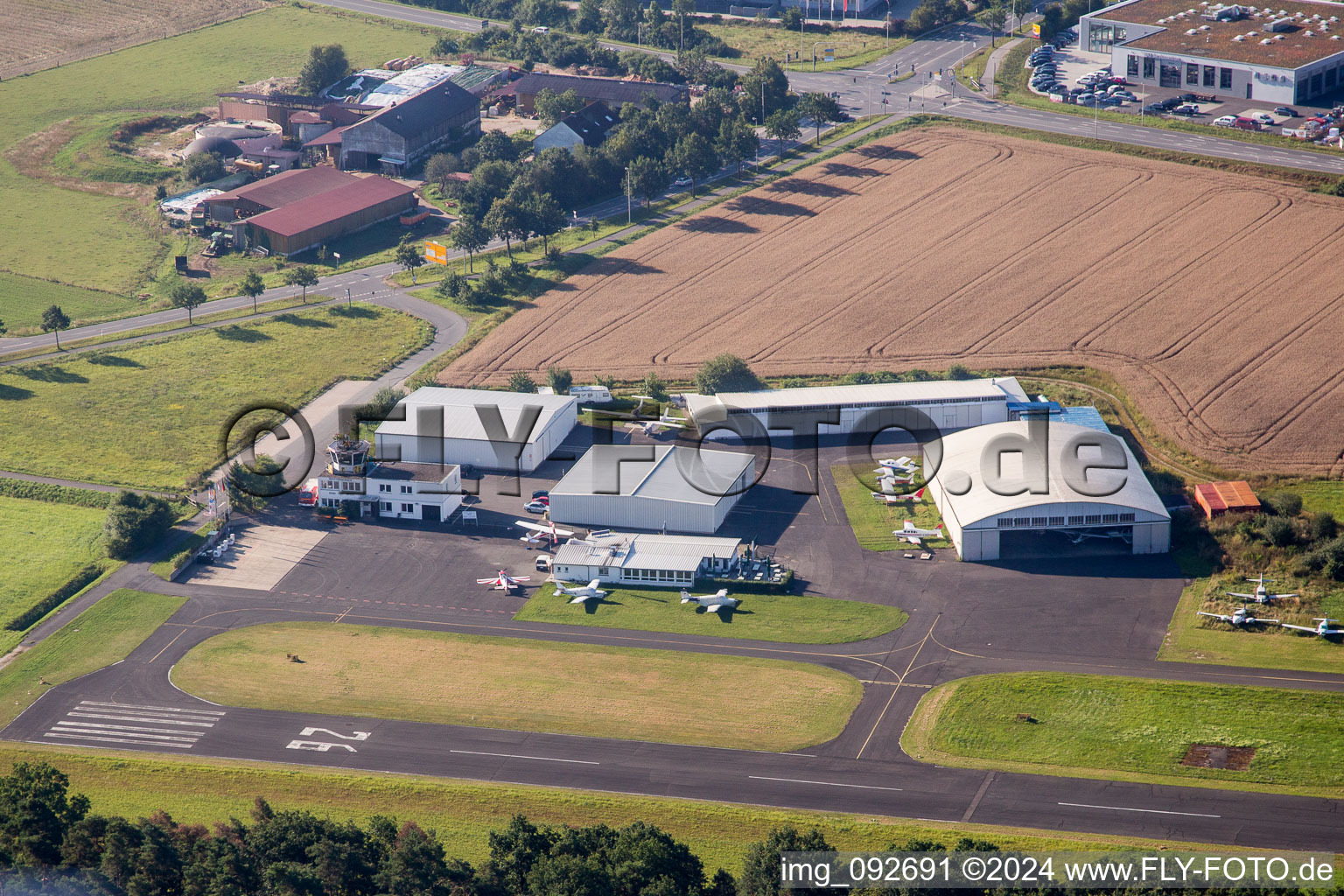 Aerial view of Airport in Herzogenaurach in the state Bavaria, Germany