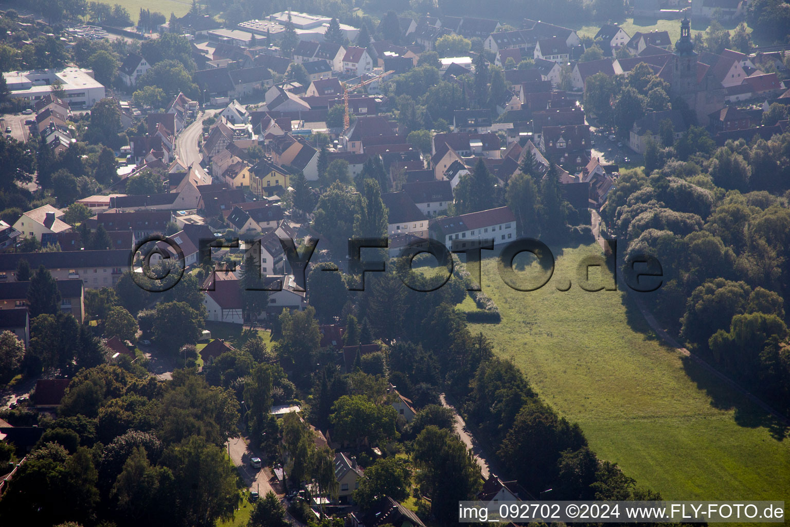 Drone recording of Frauenaurach in the state Bavaria, Germany