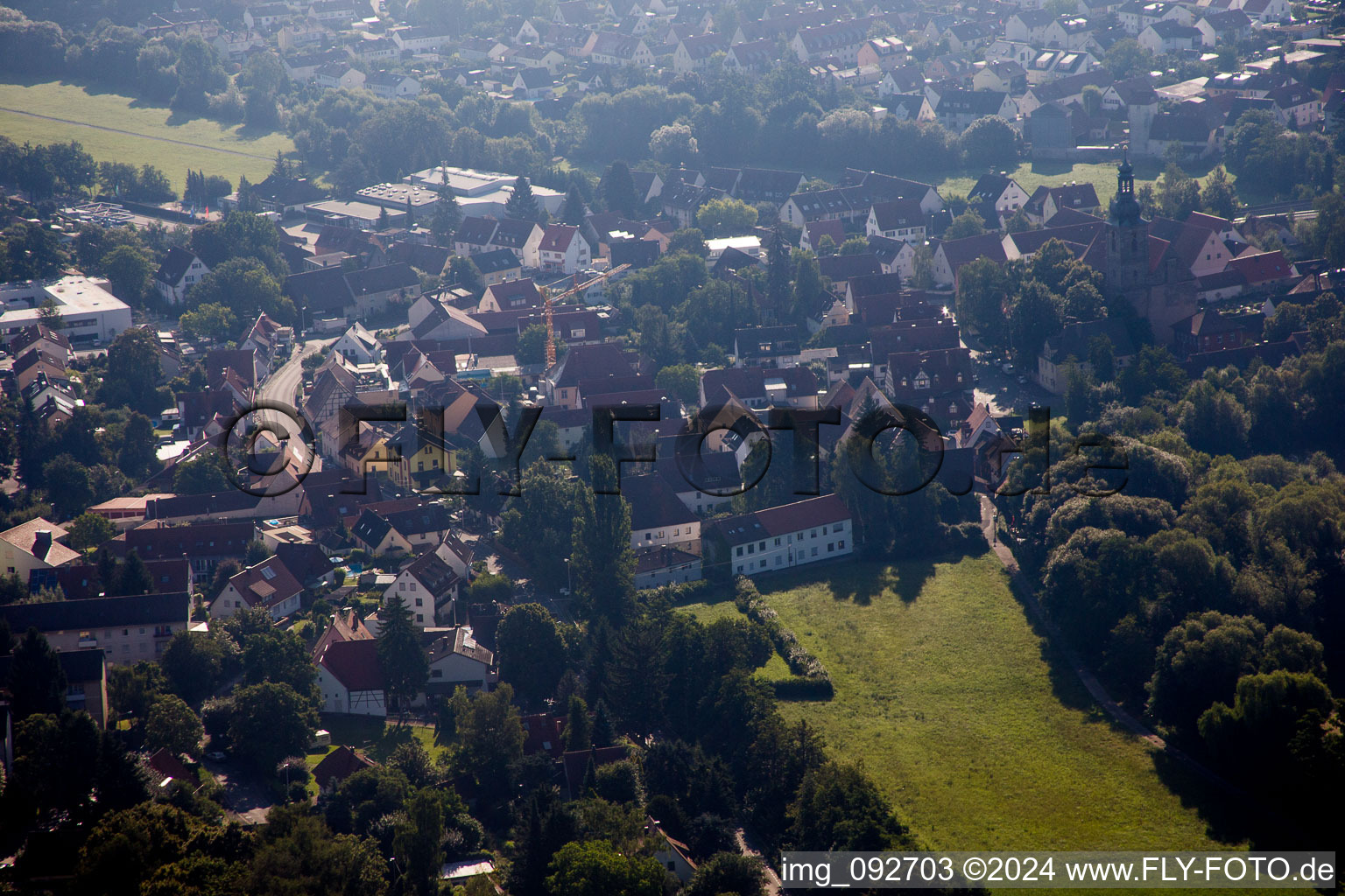 Drone image of Frauenaurach in the state Bavaria, Germany