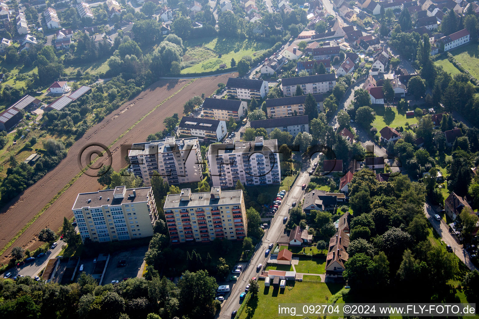 Frauenaurach in the state Bavaria, Germany from the drone perspective