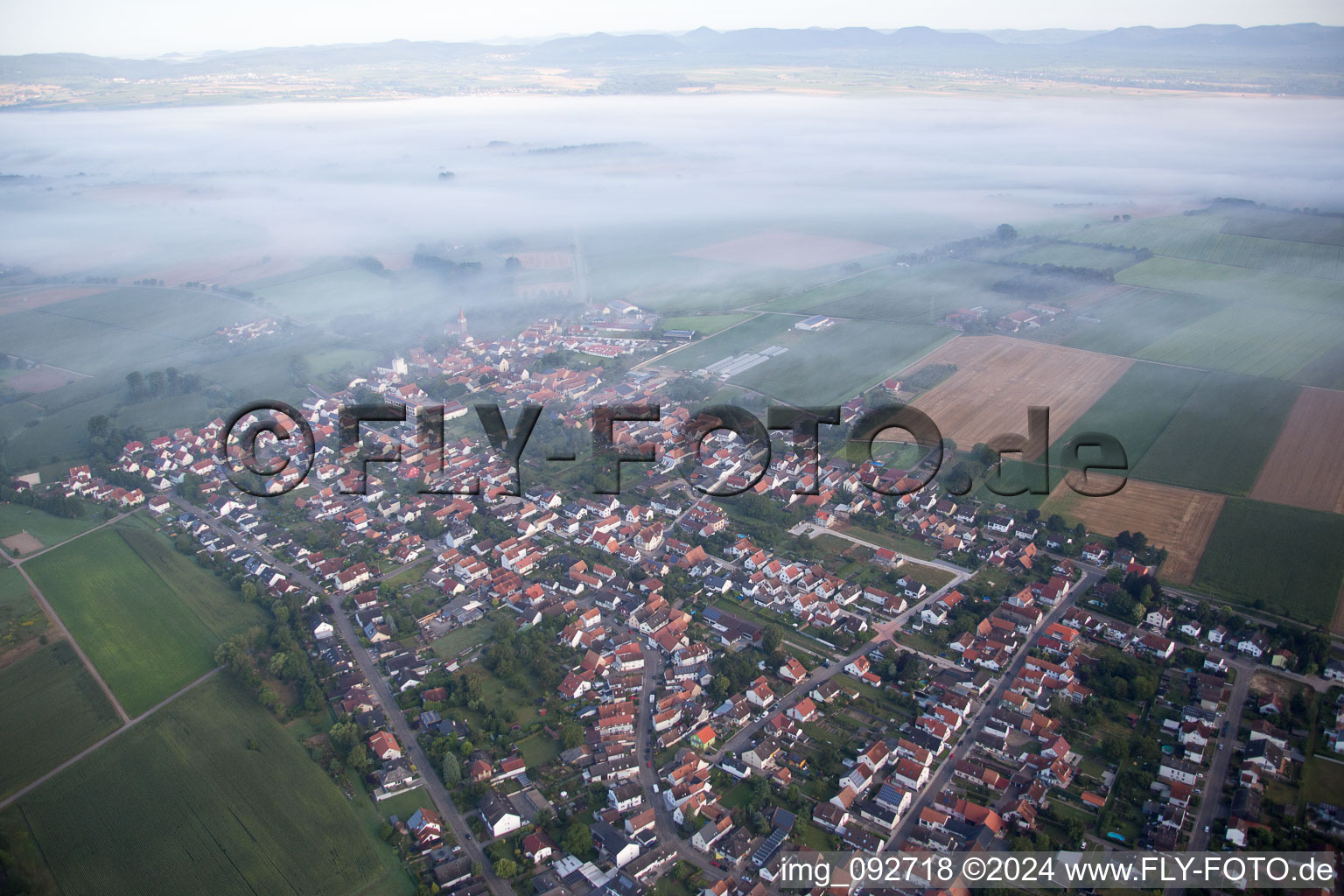 Drone image of Minfeld in the state Rhineland-Palatinate, Germany