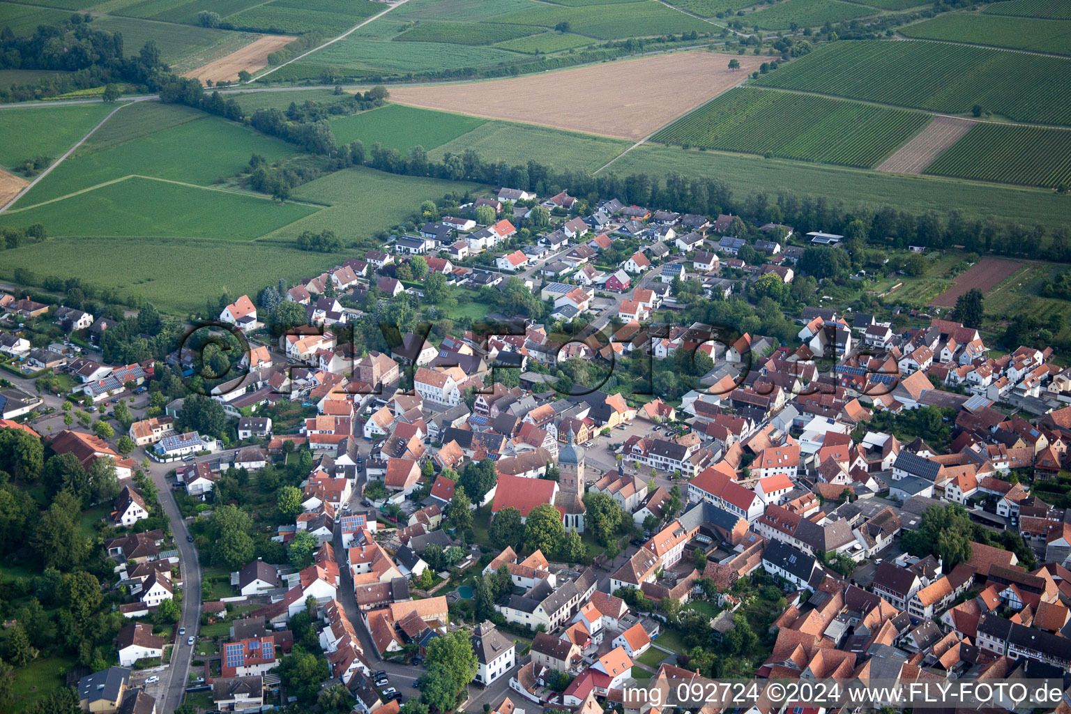 Church building in the village of in the district Muehlhofen in Billigheim-Ingenheim in the state Rhineland-Palatinate