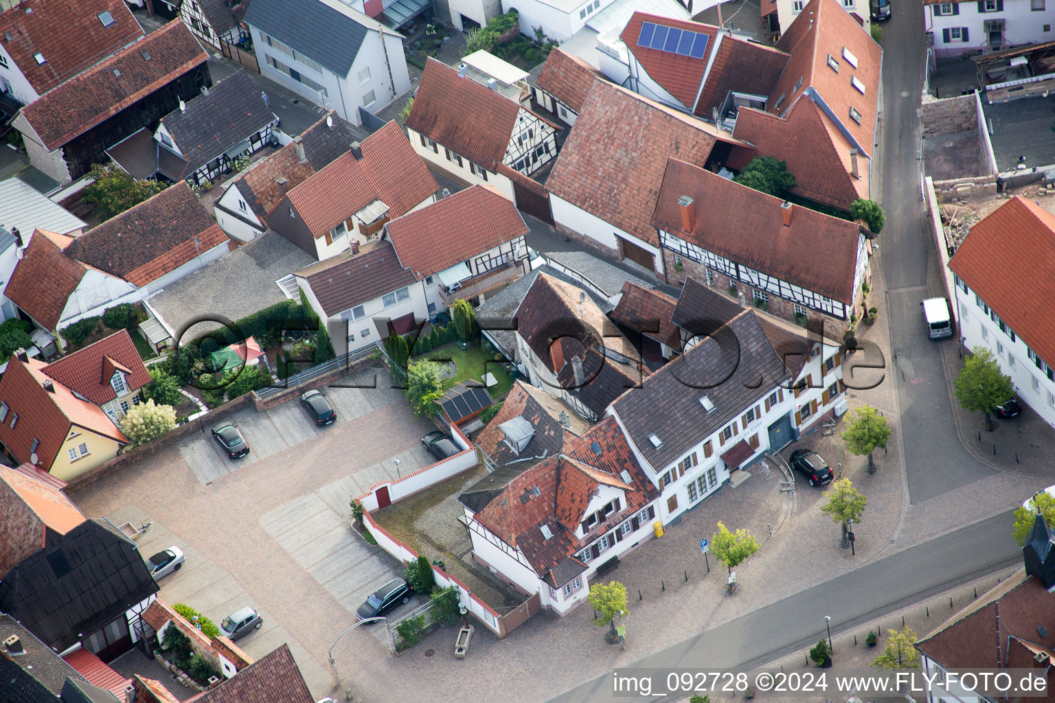 Drone recording of District Billigheim in Billigheim-Ingenheim in the state Rhineland-Palatinate, Germany