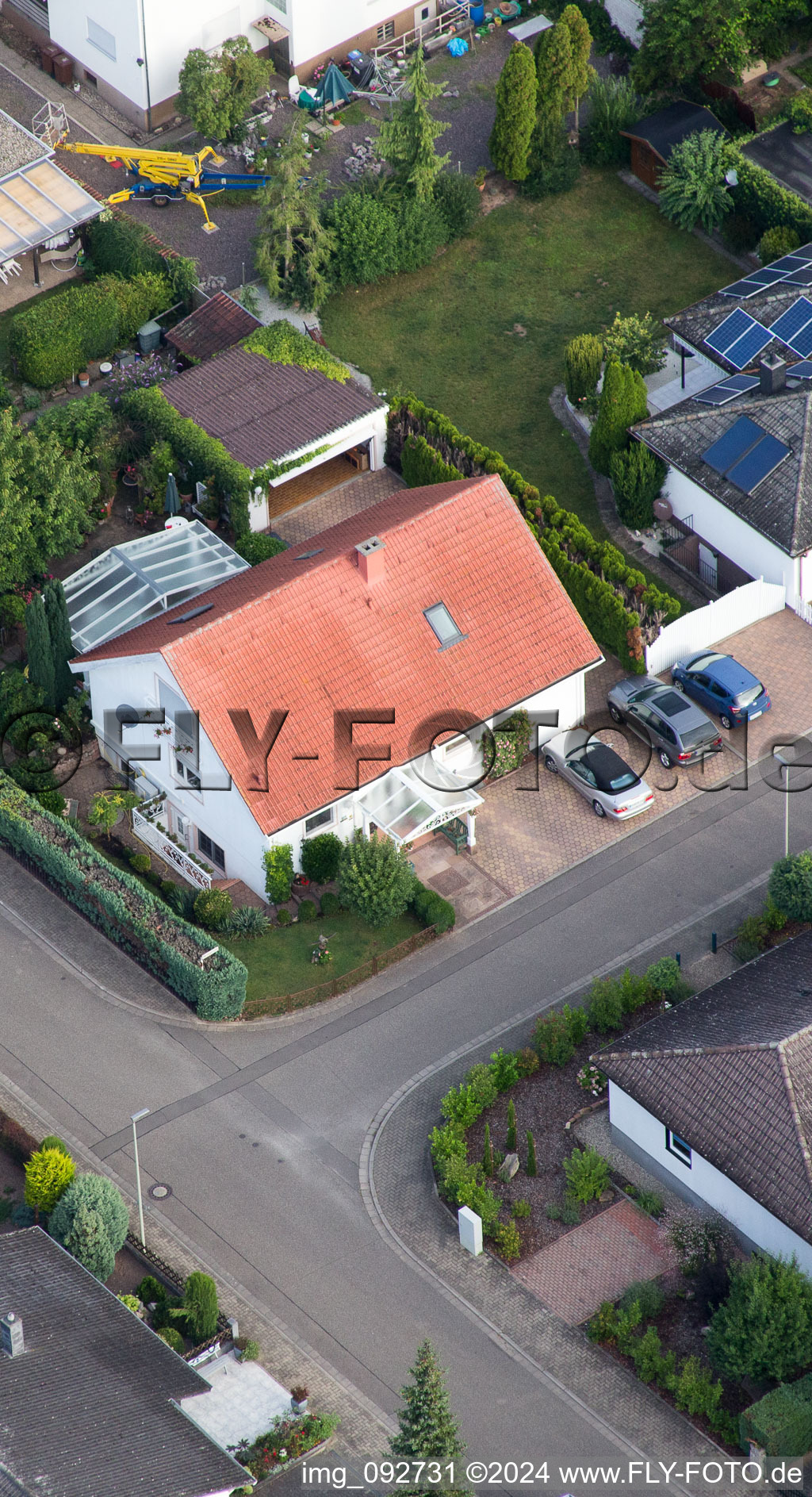 Aerial photograpy of Maxburgstr in the district Billigheim in Billigheim-Ingenheim in the state Rhineland-Palatinate, Germany