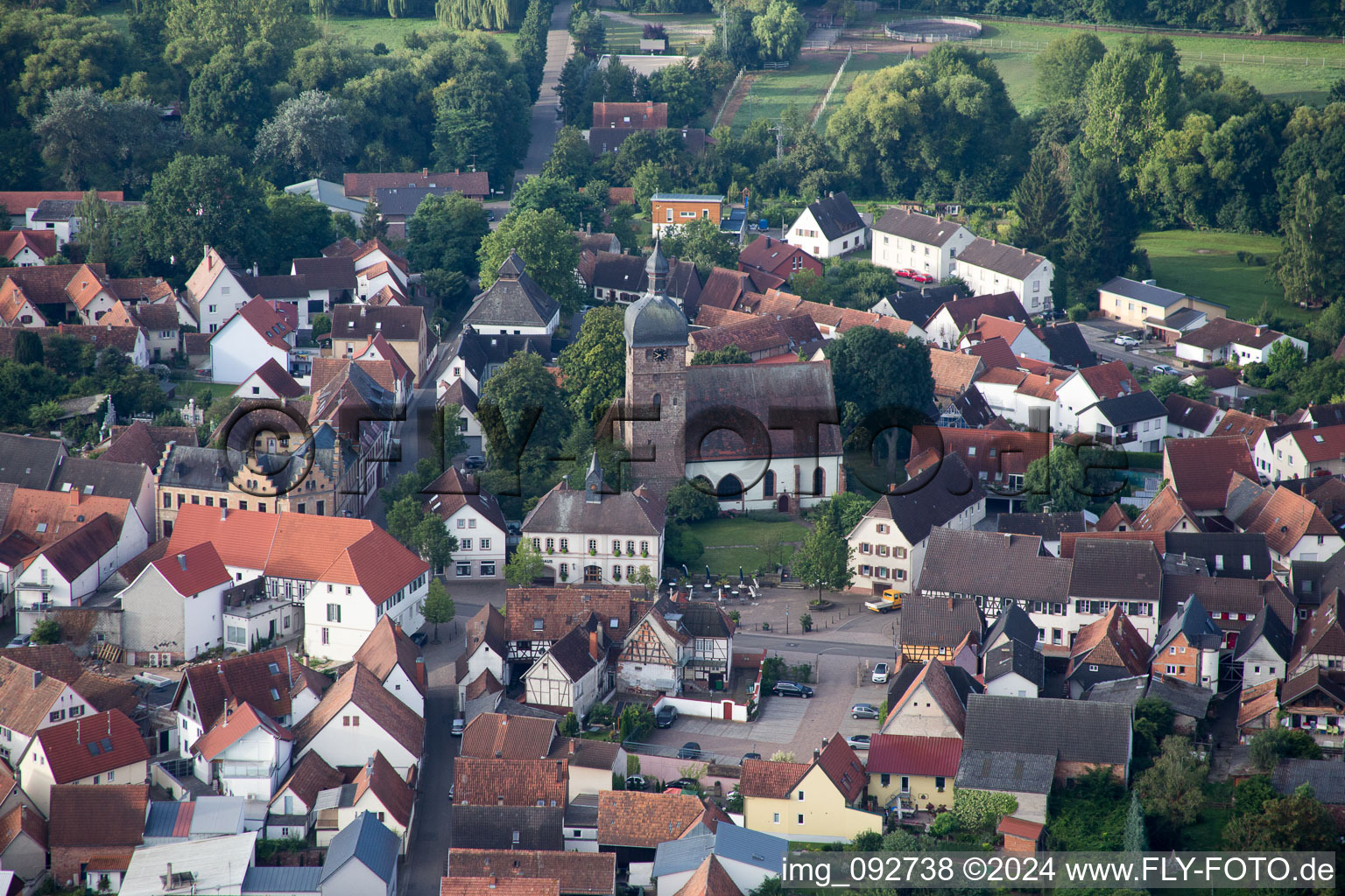 District Billigheim in Billigheim-Ingenheim in the state Rhineland-Palatinate, Germany from the drone perspective