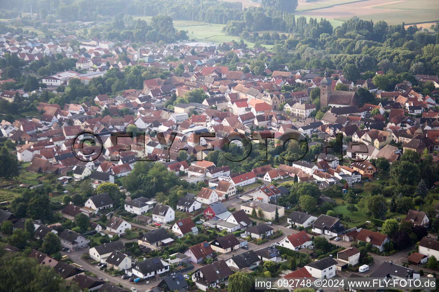 District Billigheim in Billigheim-Ingenheim in the state Rhineland-Palatinate, Germany from a drone