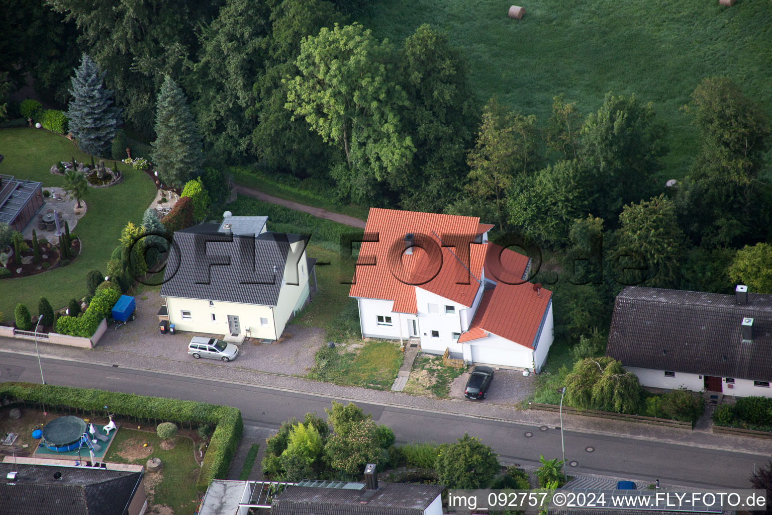 District Billigheim in Billigheim-Ingenheim in the state Rhineland-Palatinate, Germany seen from a drone