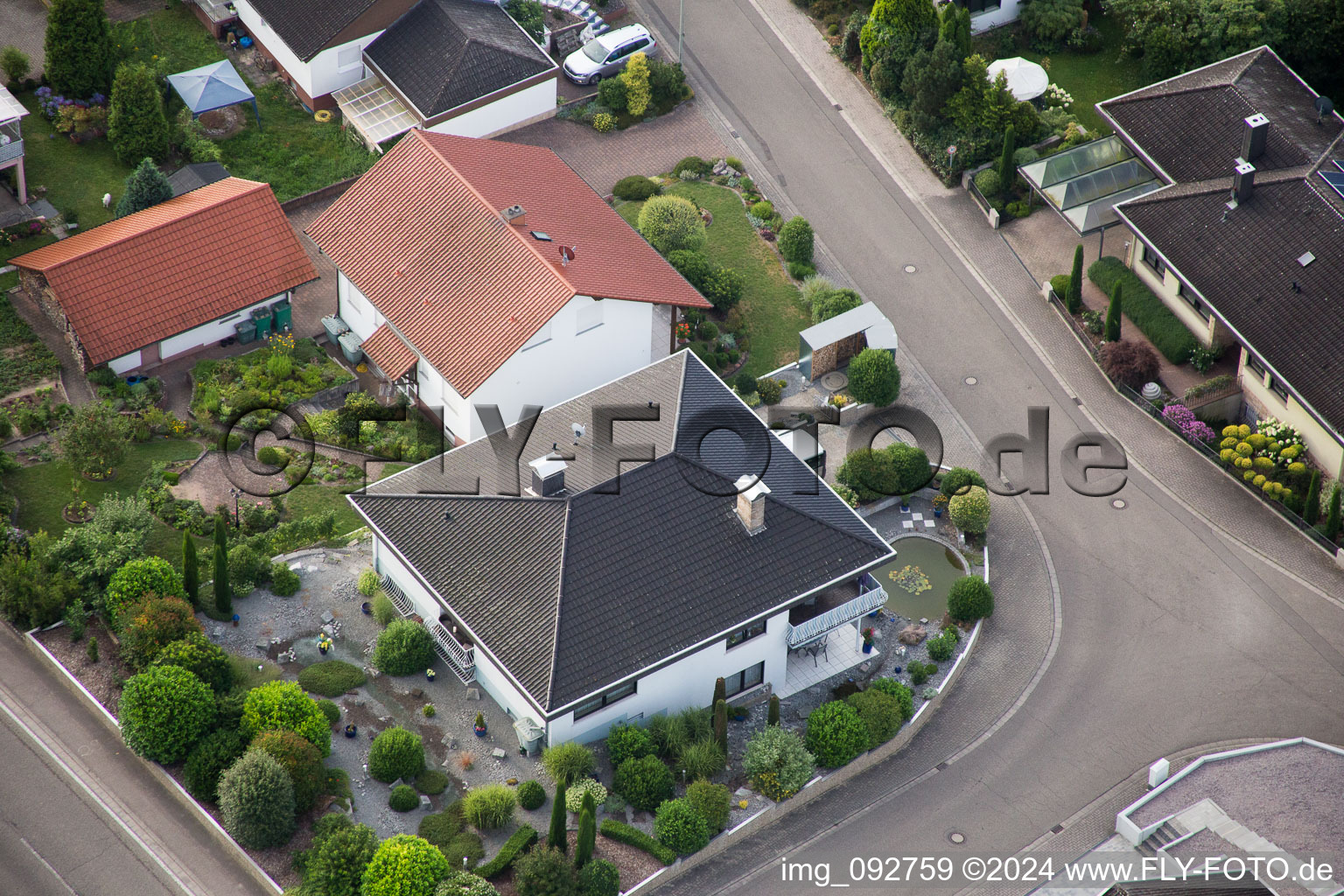 Aerial photograpy of District Billigheim in Billigheim-Ingenheim in the state Rhineland-Palatinate, Germany