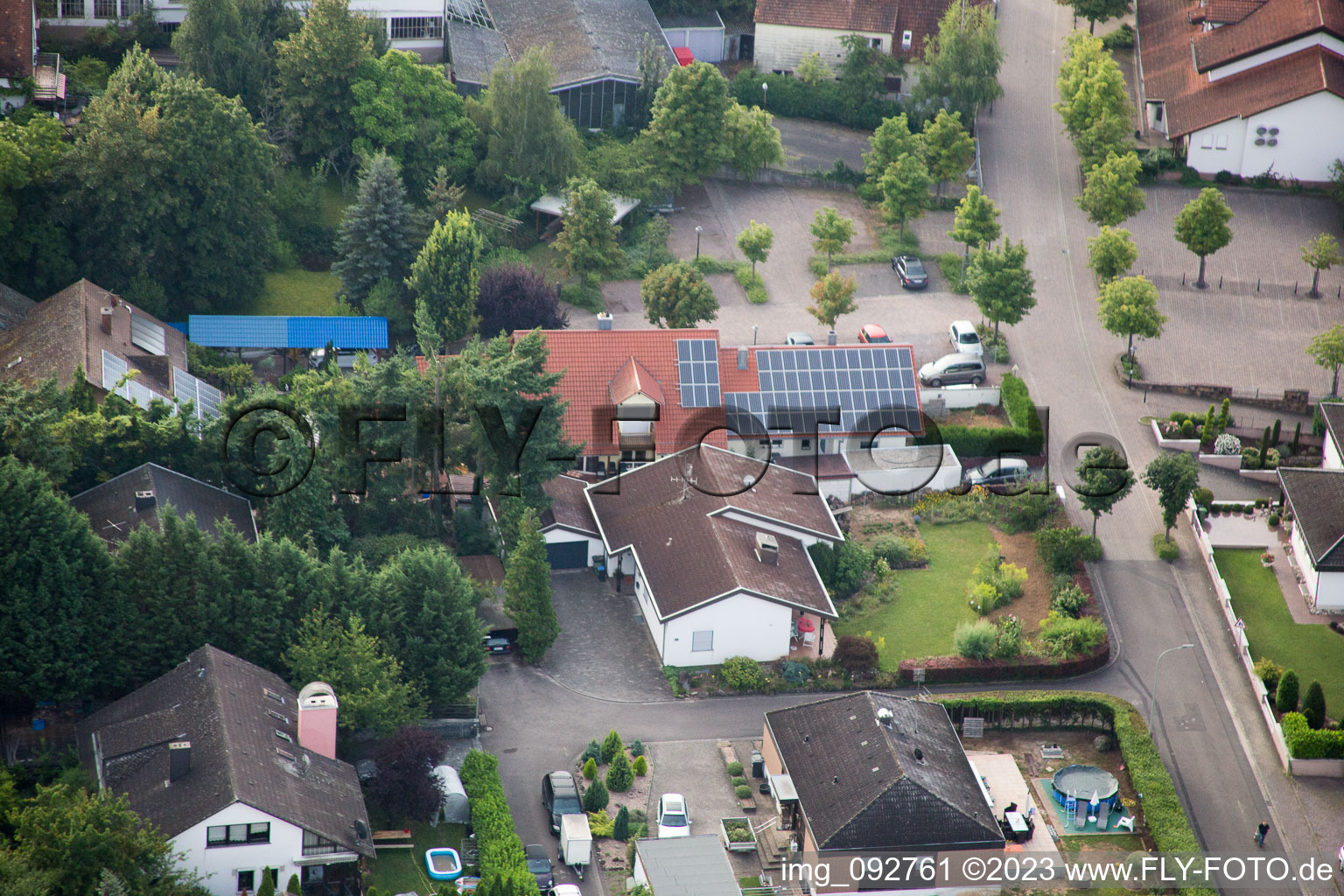 Oblique view of District Billigheim in Billigheim-Ingenheim in the state Rhineland-Palatinate, Germany