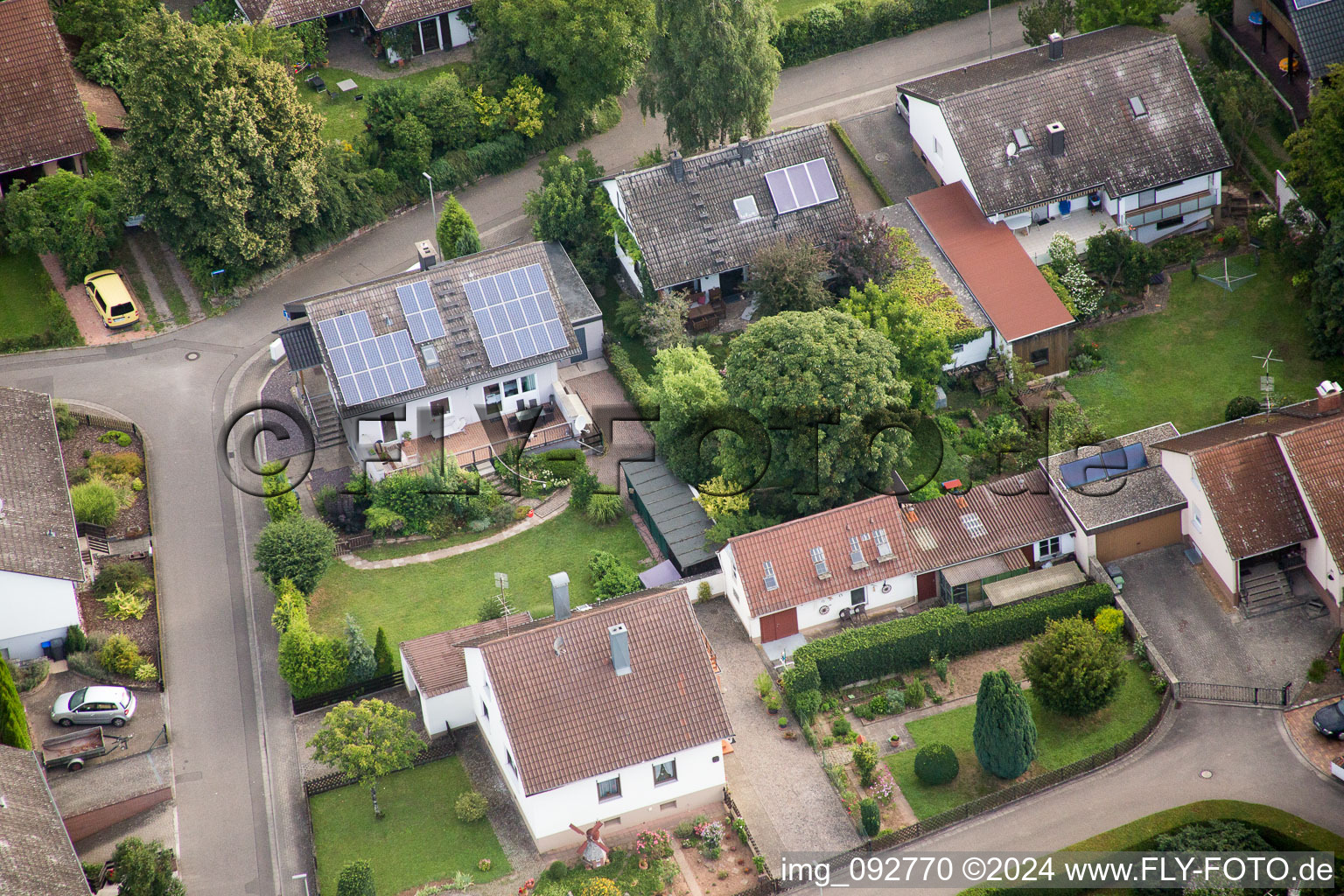 District Billigheim in Billigheim-Ingenheim in the state Rhineland-Palatinate, Germany from above