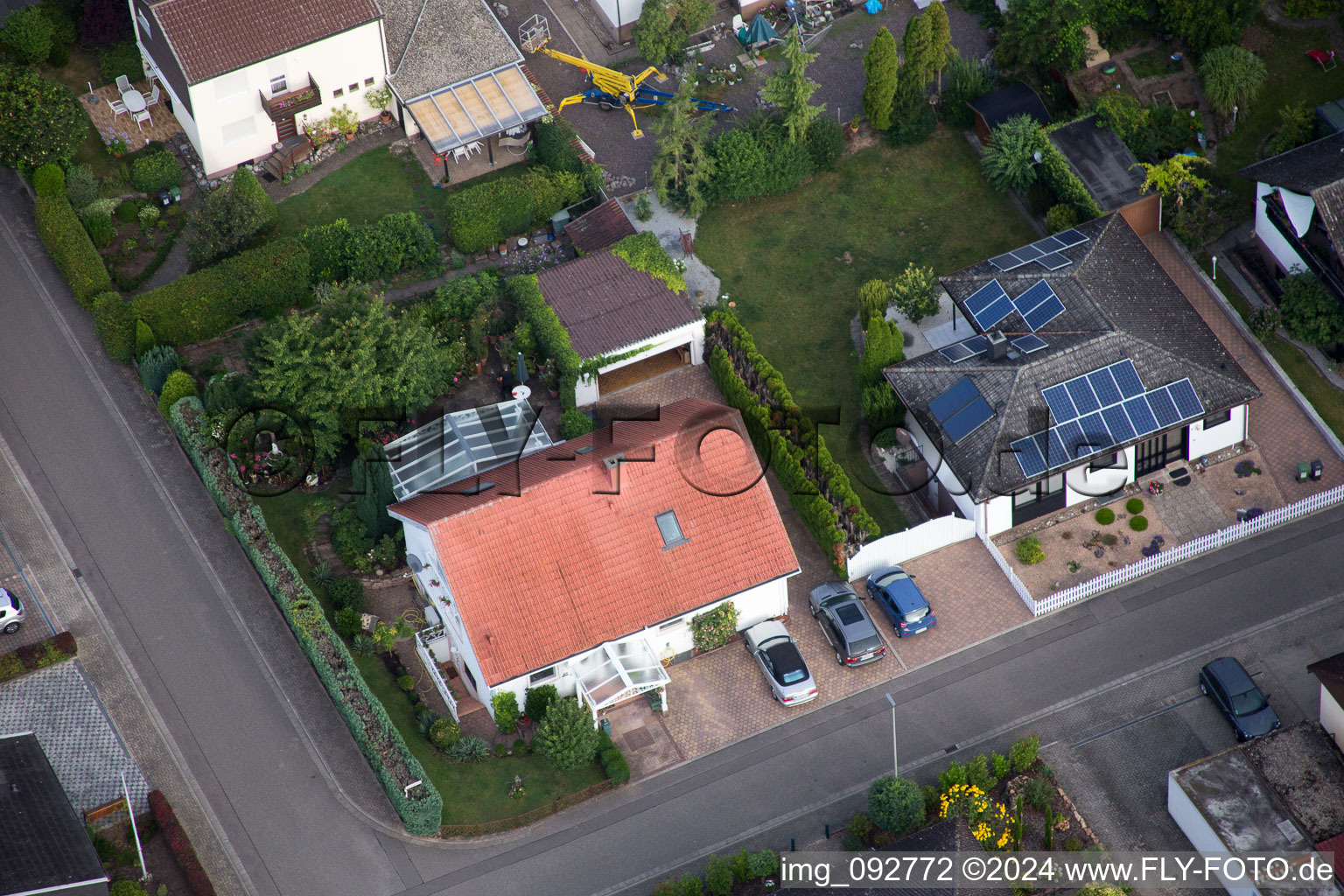 Aerial photograpy of Maxburgstr in the district Billigheim in Billigheim-Ingenheim in the state Rhineland-Palatinate, Germany