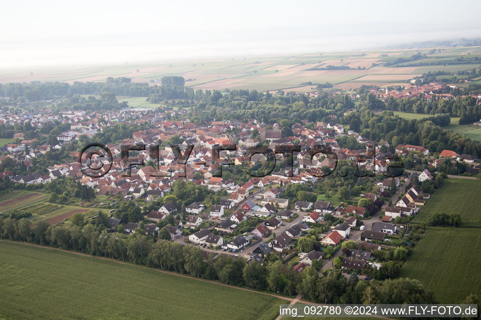 District Billigheim in Billigheim-Ingenheim in the state Rhineland-Palatinate, Germany from the plane