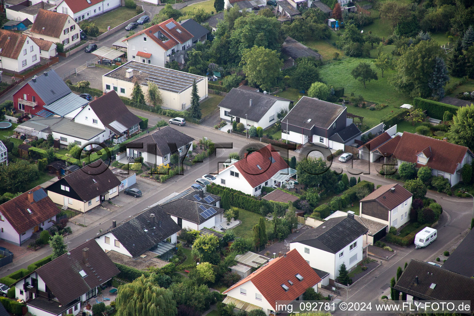 Maxburgstr in the district Billigheim in Billigheim-Ingenheim in the state Rhineland-Palatinate, Germany out of the air