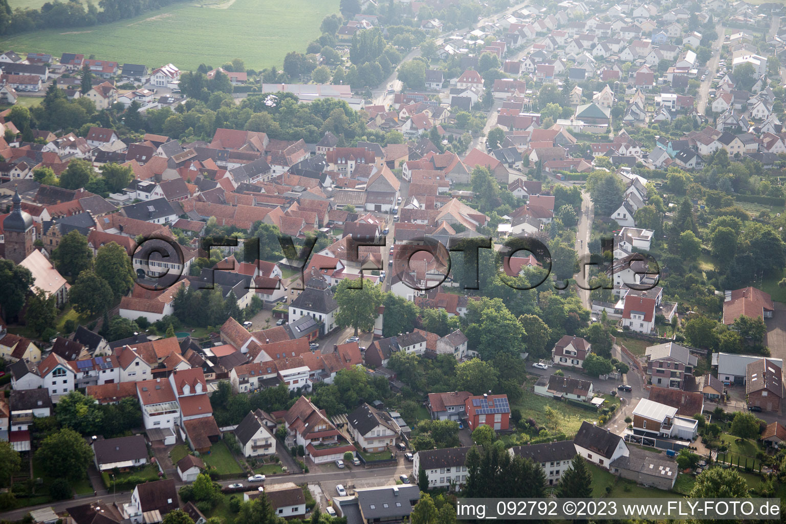 Drone recording of District Billigheim in Billigheim-Ingenheim in the state Rhineland-Palatinate, Germany