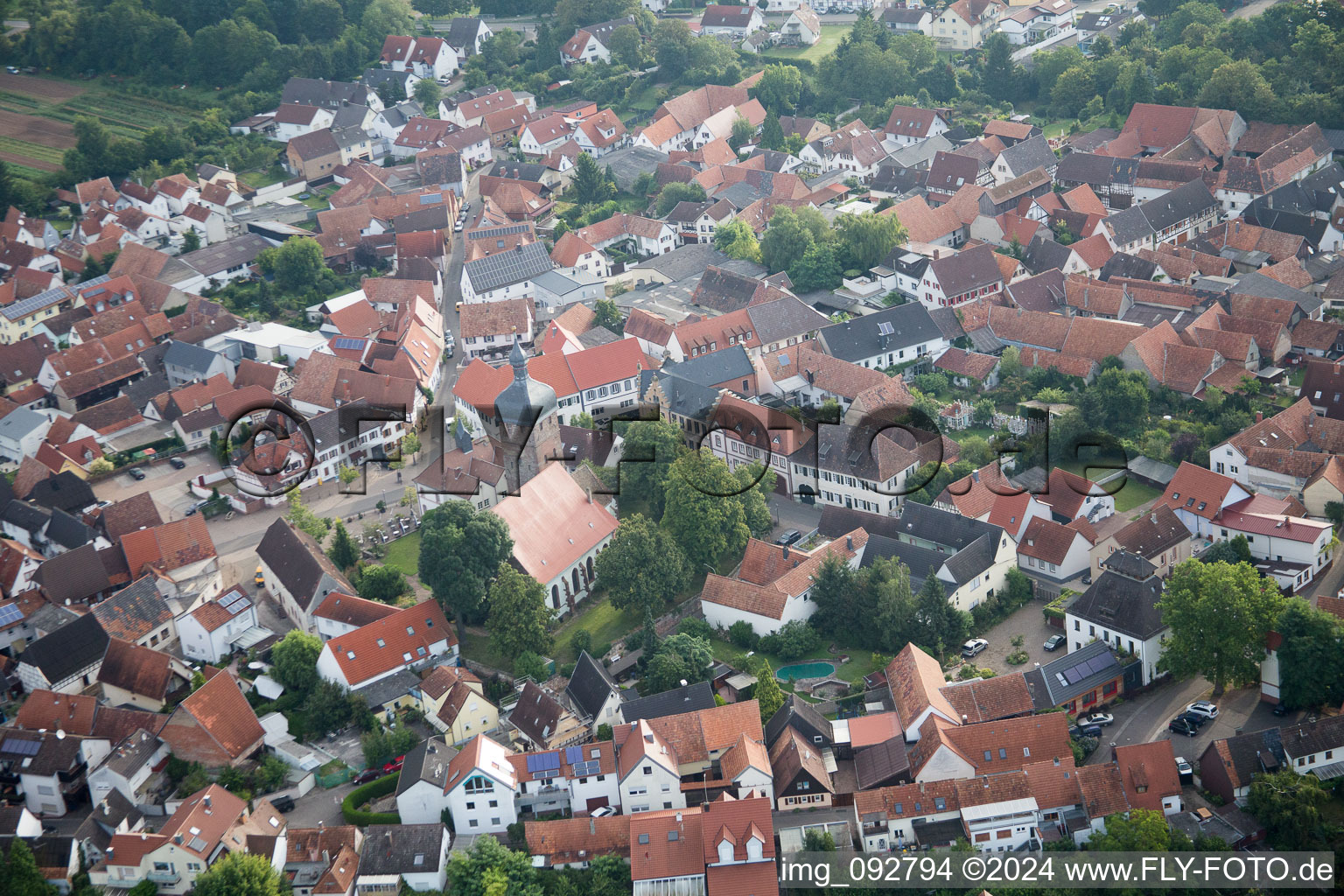 District Billigheim in Billigheim-Ingenheim in the state Rhineland-Palatinate, Germany from the drone perspective