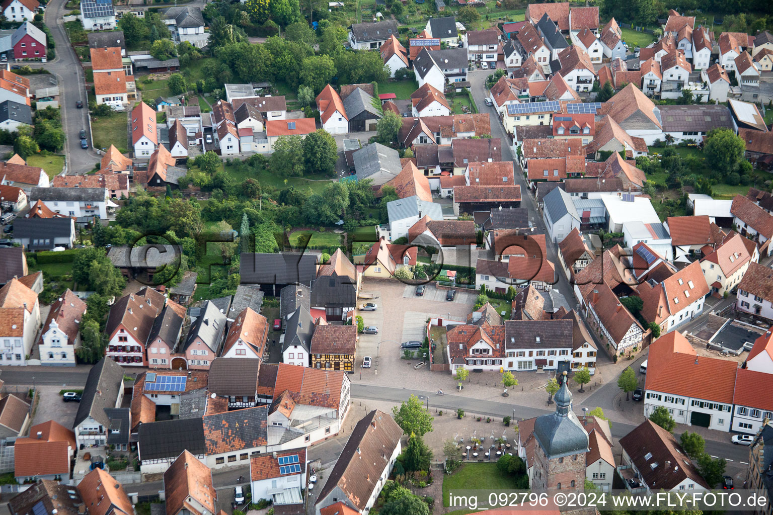 District Billigheim in Billigheim-Ingenheim in the state Rhineland-Palatinate, Germany seen from a drone