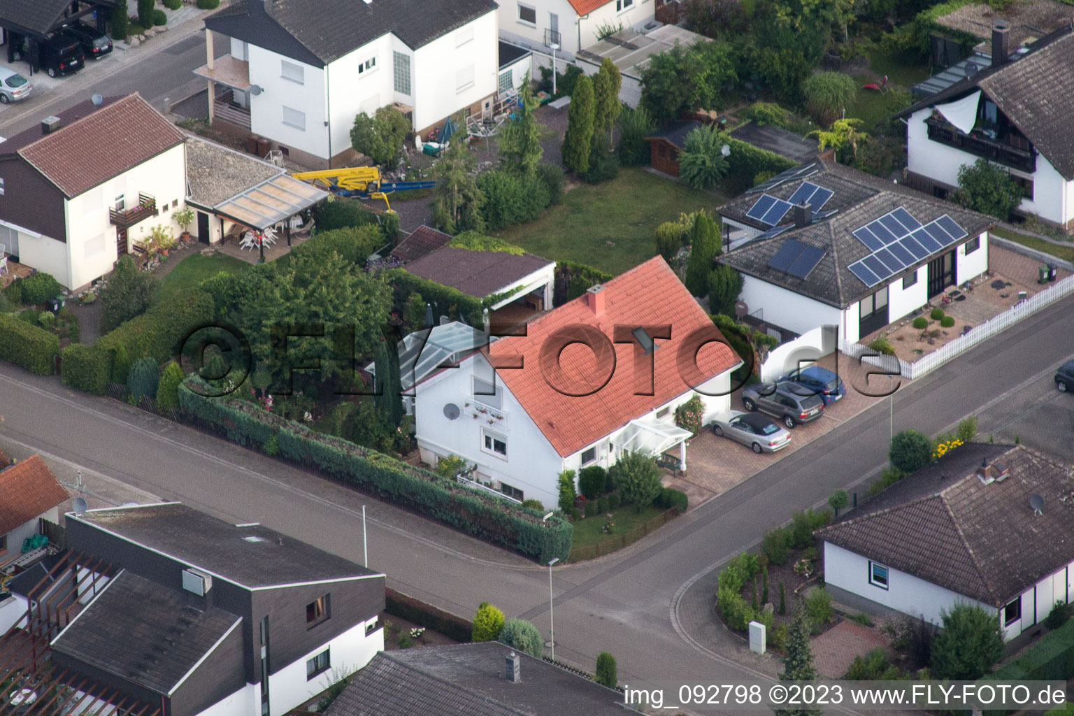 Bird's eye view of Maxburgstr in the district Billigheim in Billigheim-Ingenheim in the state Rhineland-Palatinate, Germany