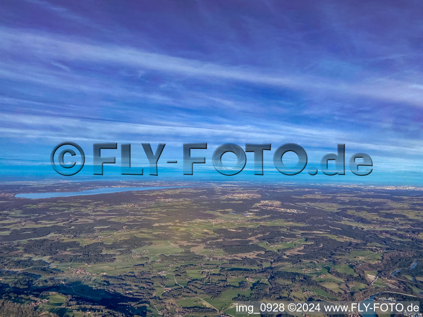 Lake Starnberg from the southeast in Starnberger See in the state Bavaria, Germany