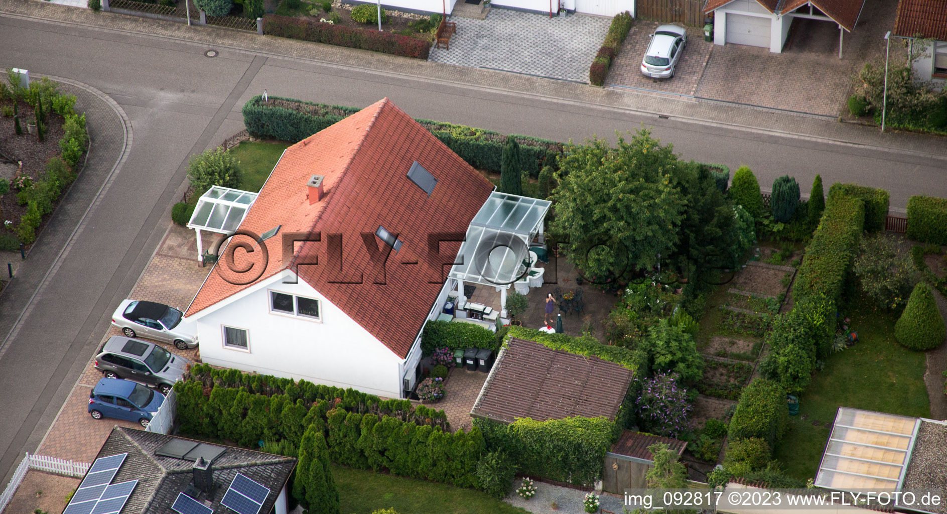 Aerial view of Maxburgstr in the district Billigheim in Billigheim-Ingenheim in the state Rhineland-Palatinate, Germany