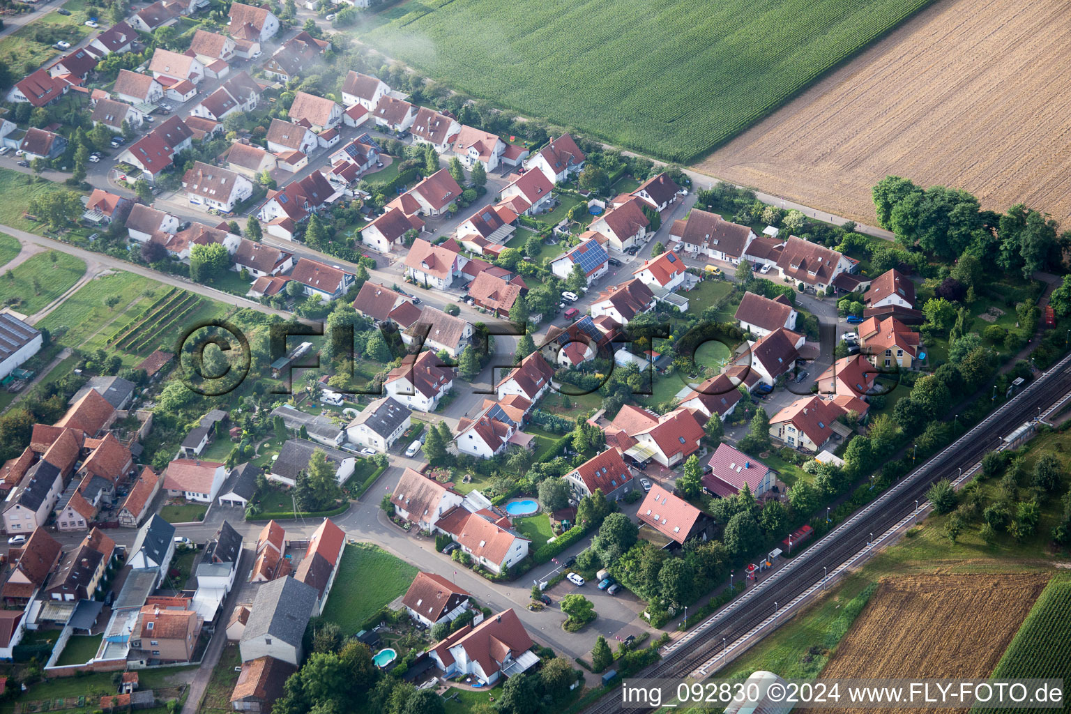 Oblique view of Steinweiler in the state Rhineland-Palatinate, Germany