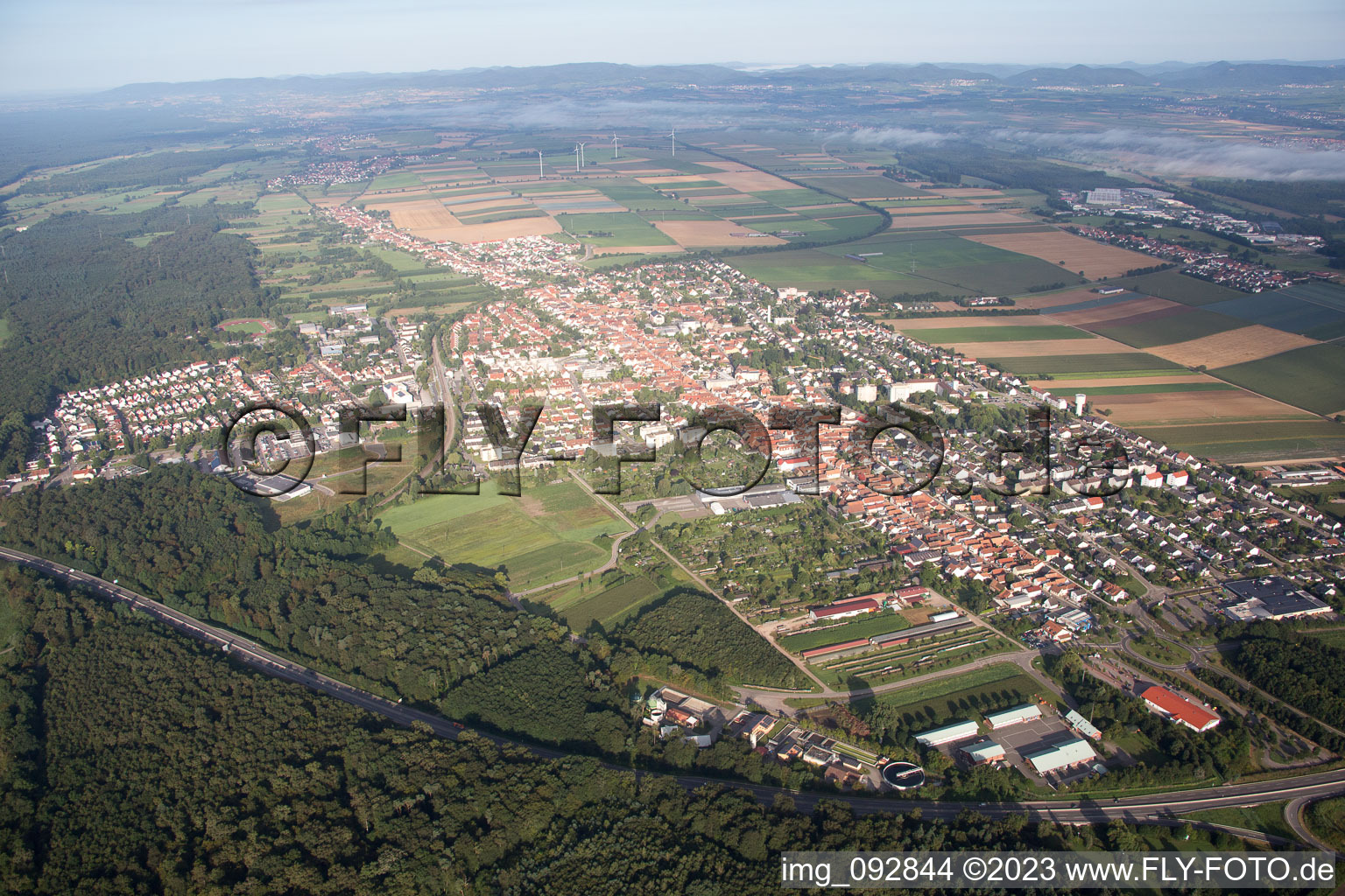 Drone recording of Kandel in the state Rhineland-Palatinate, Germany