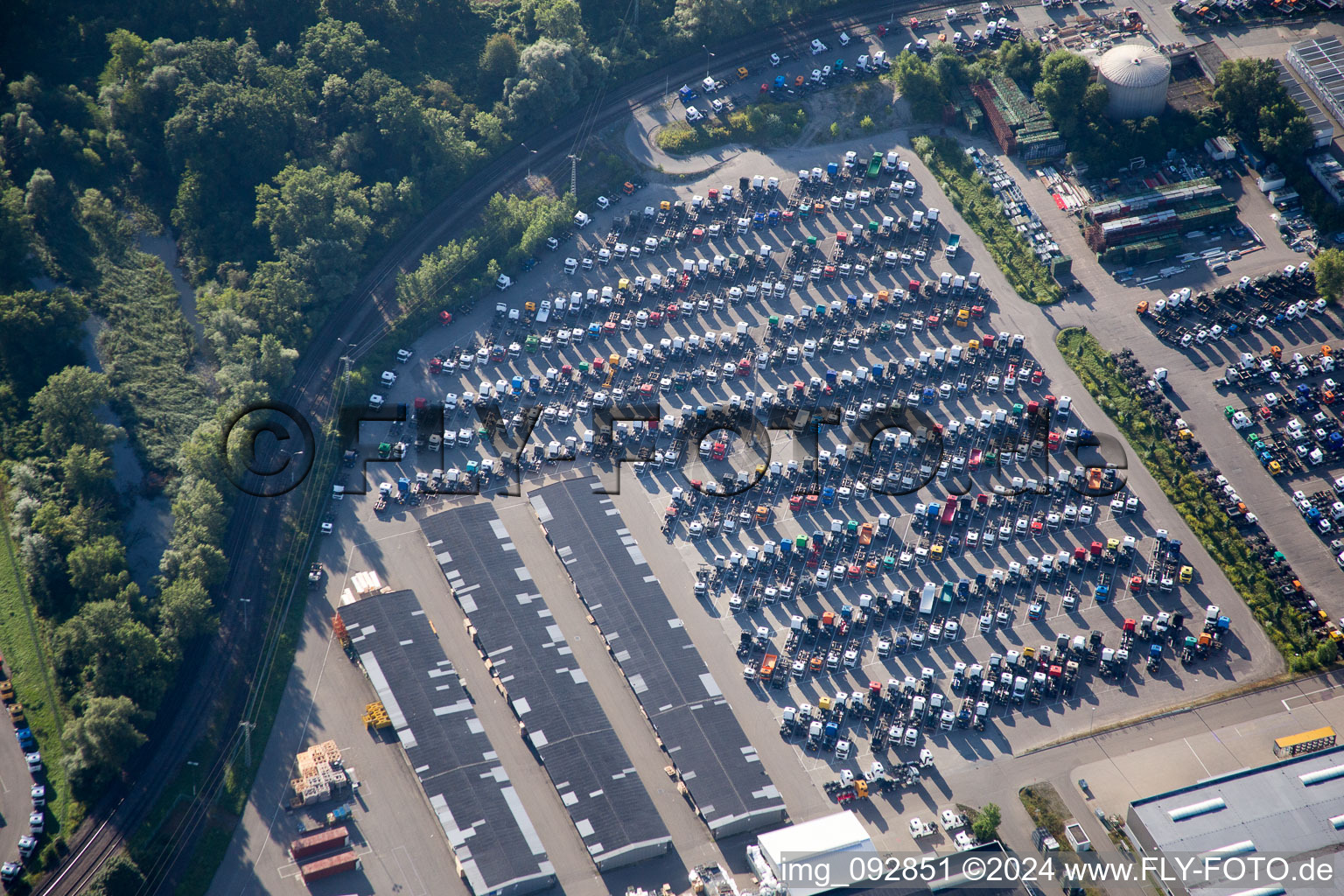 Oberwald Industrial Area in Wörth am Rhein in the state Rhineland-Palatinate, Germany viewn from the air