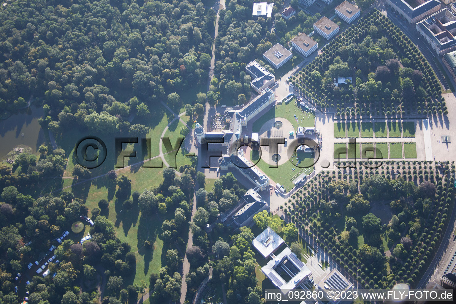 District Innenstadt-West in Karlsruhe in the state Baden-Wuerttemberg, Germany from above