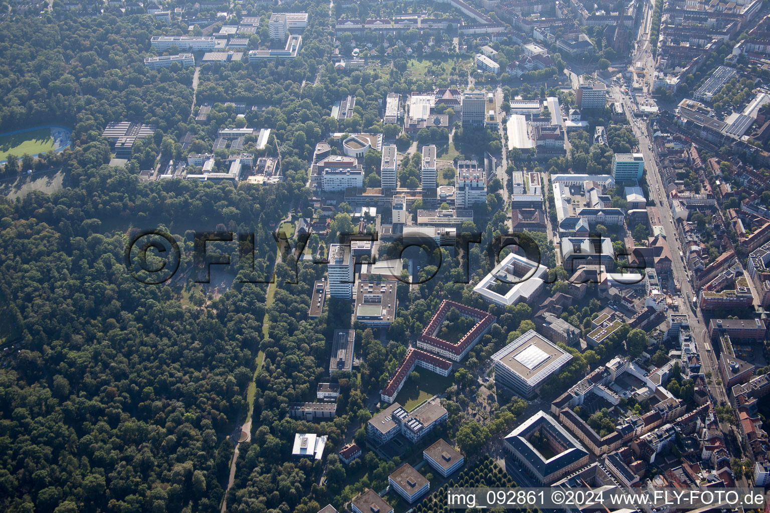 Oblique view of KIT Engesserstr in the district Innenstadt-Ost in Karlsruhe in the state Baden-Wuerttemberg, Germany