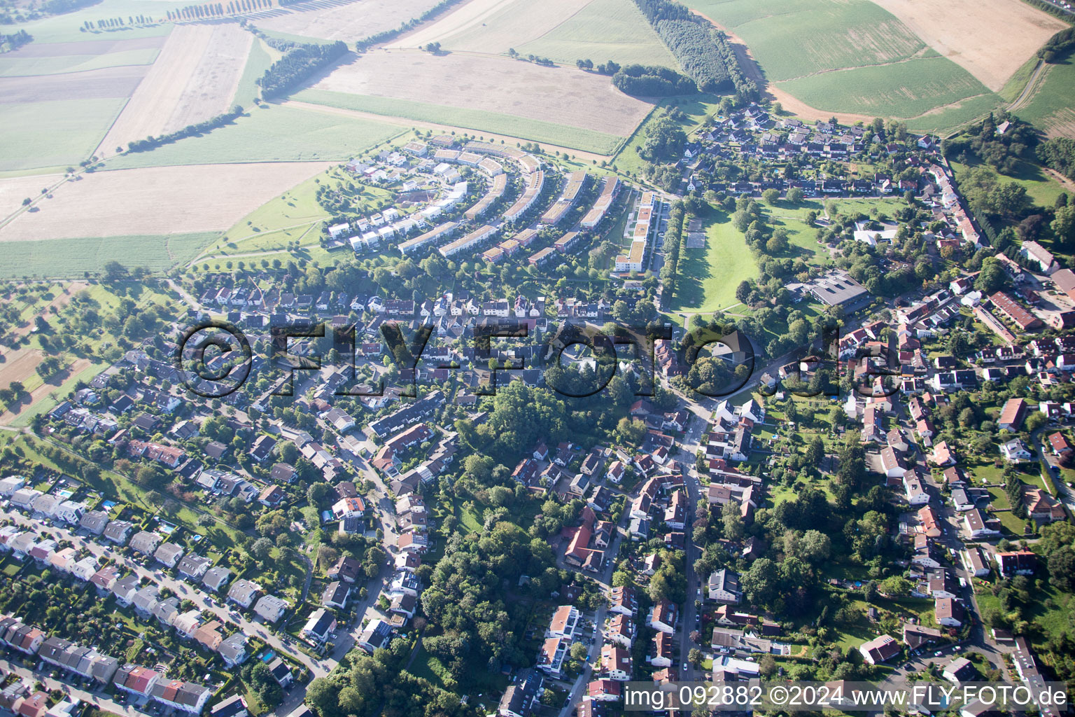 Aerial view of Village view in the district Hohenwettersbach in Karlsruhe in the state Baden-Wurttemberg