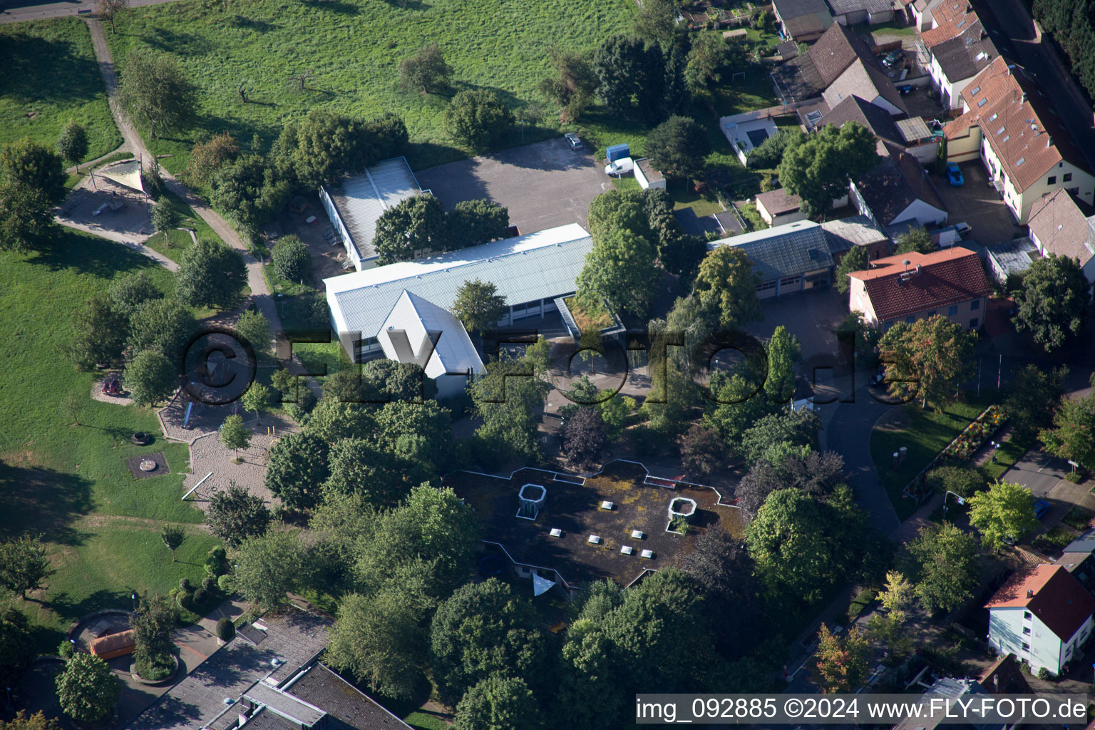 District Hohenwettersbach in Karlsruhe in the state Baden-Wuerttemberg, Germany viewn from the air